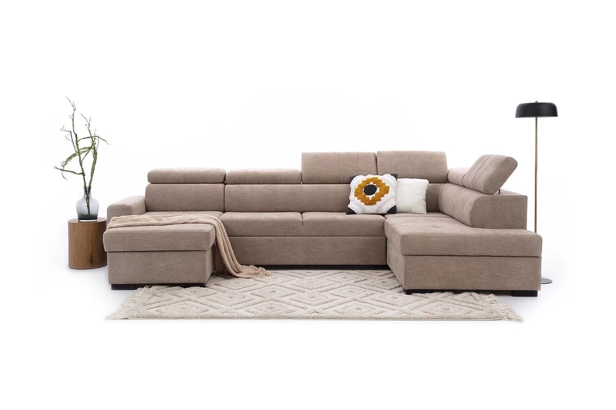 Rozkladacia rohová sedacia súprava Modeno U II Rohová sedacia súprava Modeno z regulowanymi zaglowkami, z mini aranzacji 