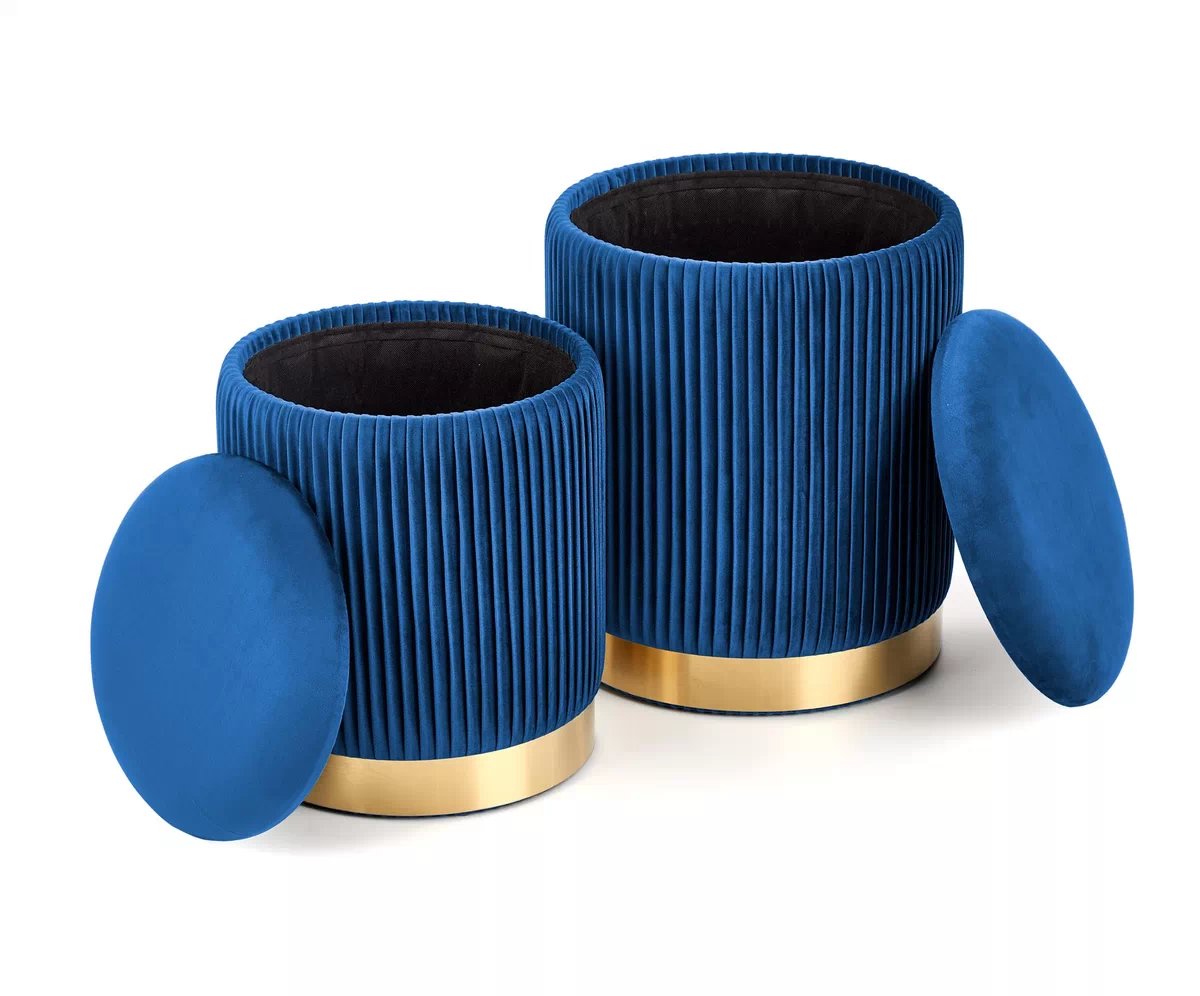 MONTY set taburetiek 2 ks, tmavomodrá monty Komplet 2 puf, námornícka modrá