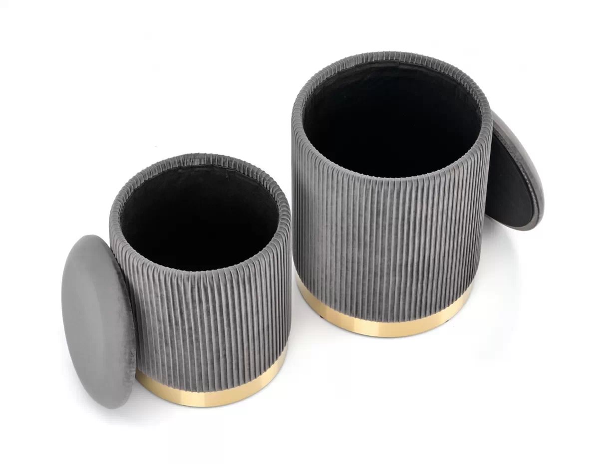 Sada taburetů Monty 2 ks - popelavá monty Komplet 2 puf, Popelový