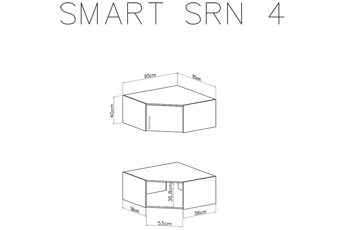 Rohový nástavec na skříň Smart SRN4 - antracitový Nástavec do Skříně naroznej Smart SRN4 - Antracytová - schemat