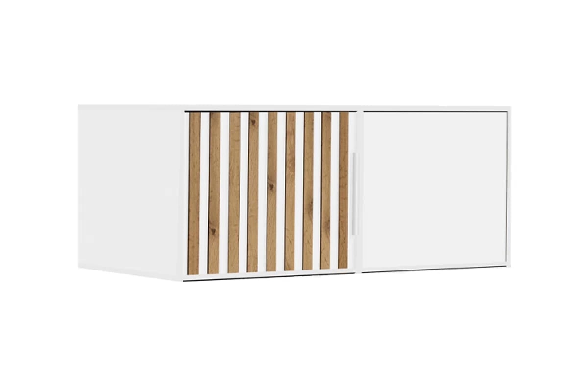 Skříň Bali 100 cm s nástavcem - dub wotan / bílá Nástavec Bali Lux