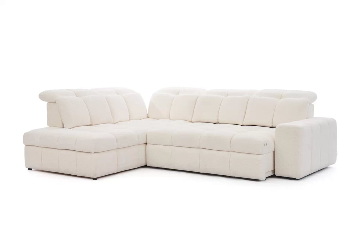 Colțar extensibil electric Magnelio L stânga – catifea galbenă Vogue 9 Set de canapea de colț Magnelio L pliabil Pernă de scaun