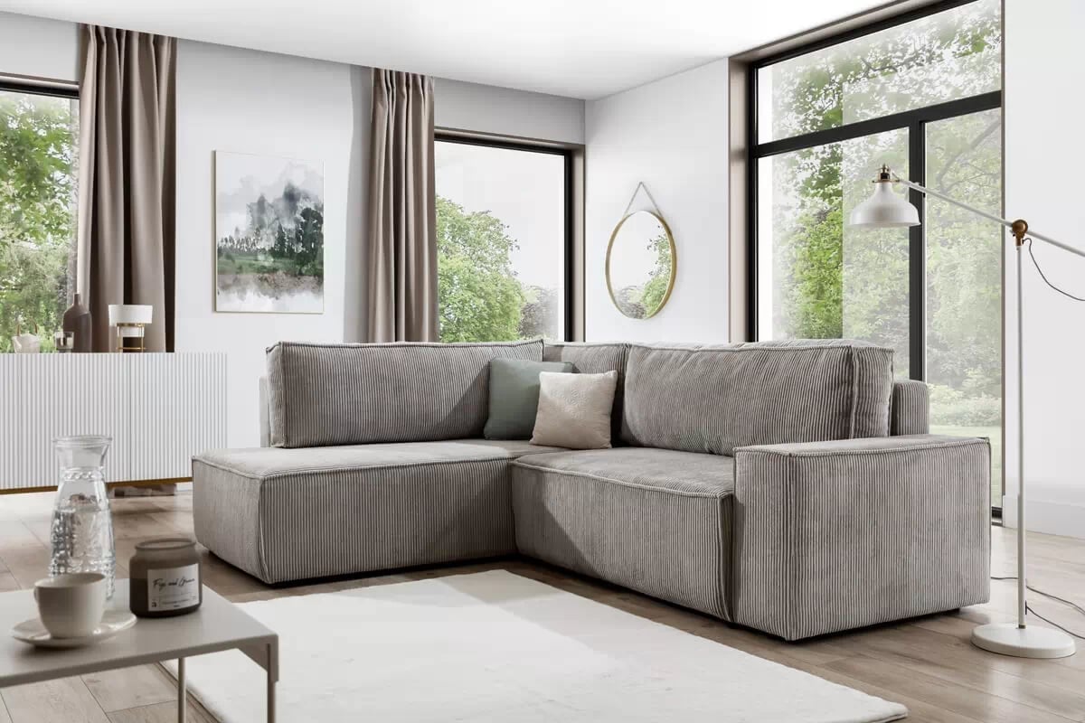 Rozkládací rohová sedací souprava Flabio L levá - béžová Lincoln 83 Rohová sedací souprava Flabio L aranzacja