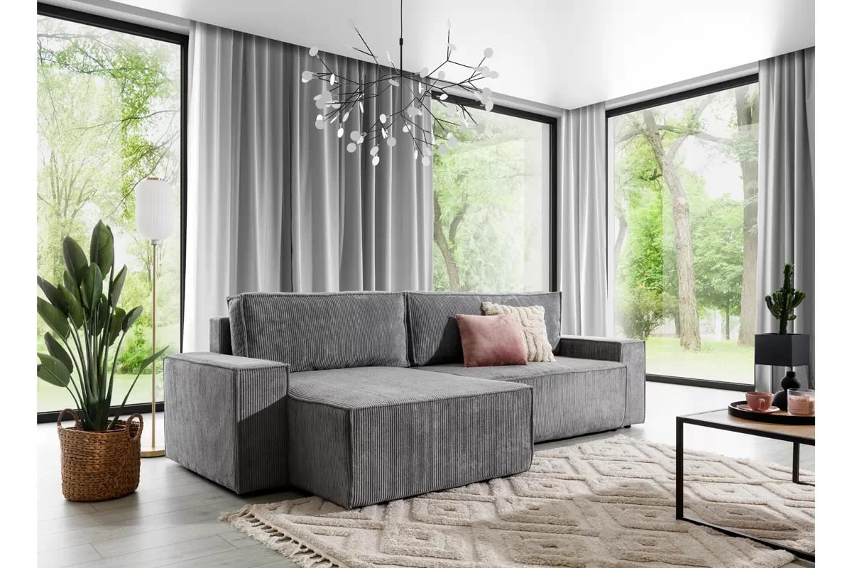 Rohová sedacia súprava ľavá rozkladacia Flabio Mini - šedý menčester Lincoln 90 Rohová sedacia súprava Flabio Mini