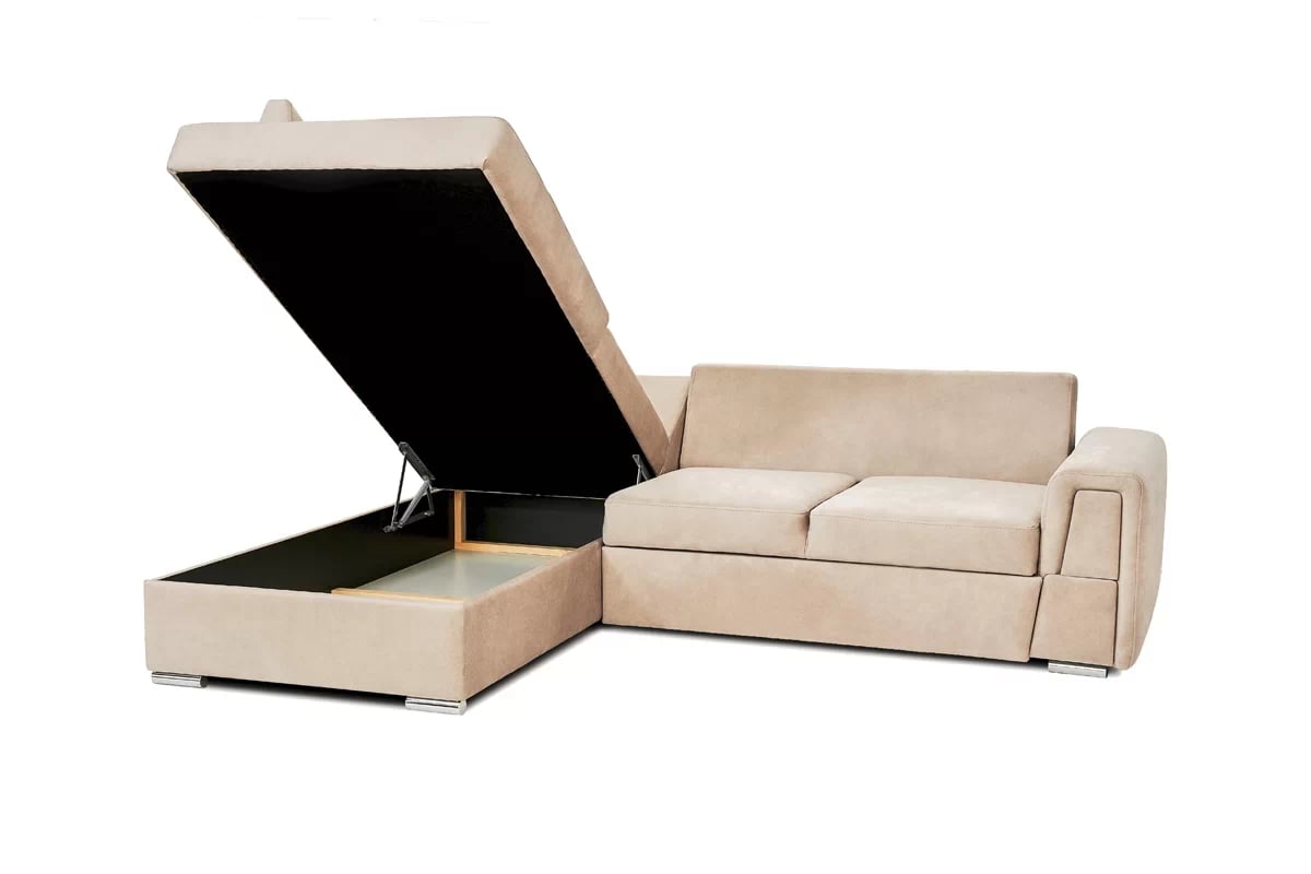 Rozkladacia rohová sedčka Rockland L ľavá - béžový hydrofóbny zamat Salvador 2 Beige Rohová sedacia súprava Rockland L