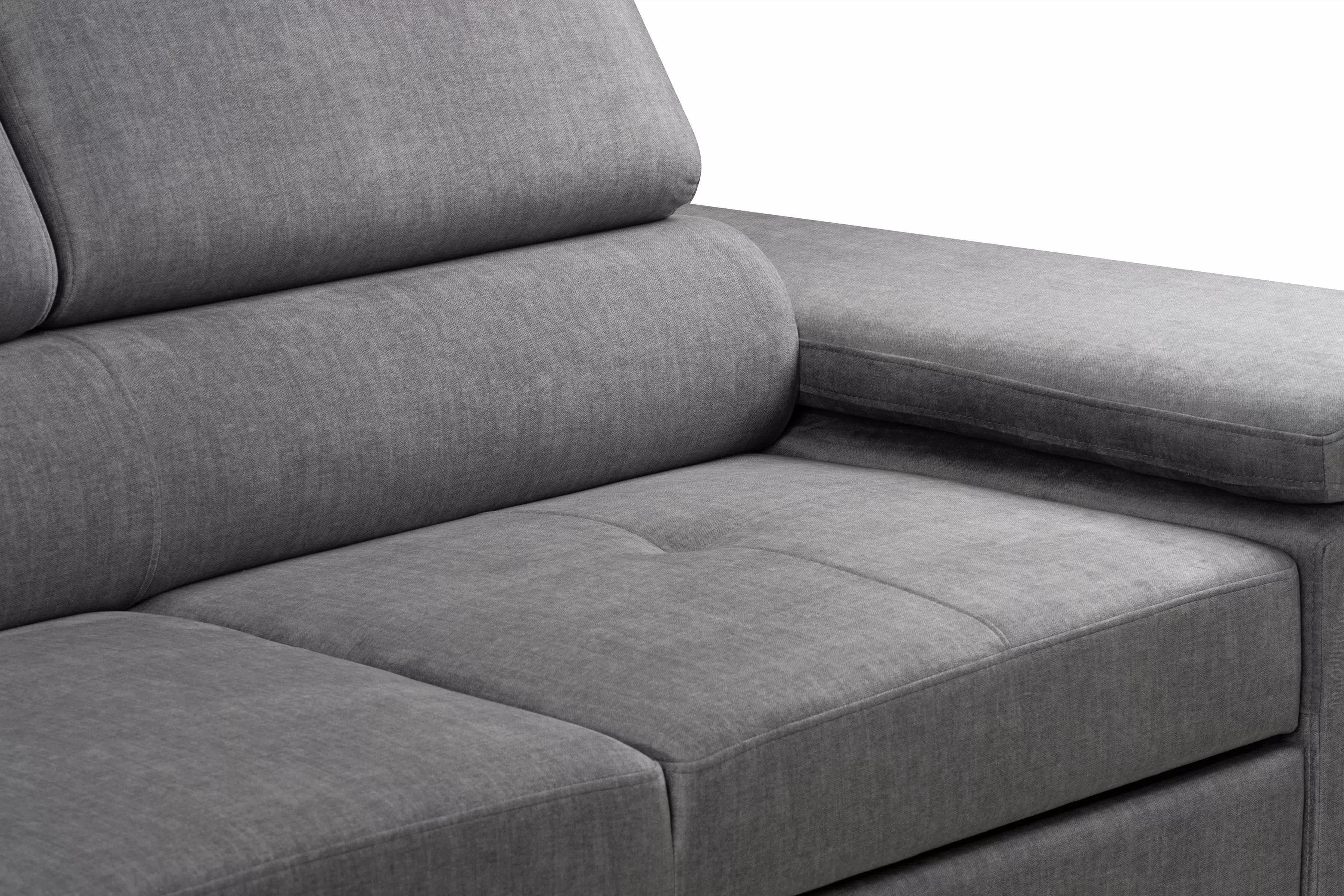 Rozkladacia rohová sedacia súprava Annabelle L ľavá - šedý velúr Vogue 14 / chrómové nožičky Rohová sedacia súprava Annabelle L s funkciou spánku Ľavá strana - šedý velúr Vogue 14 / nožičky chromowane 