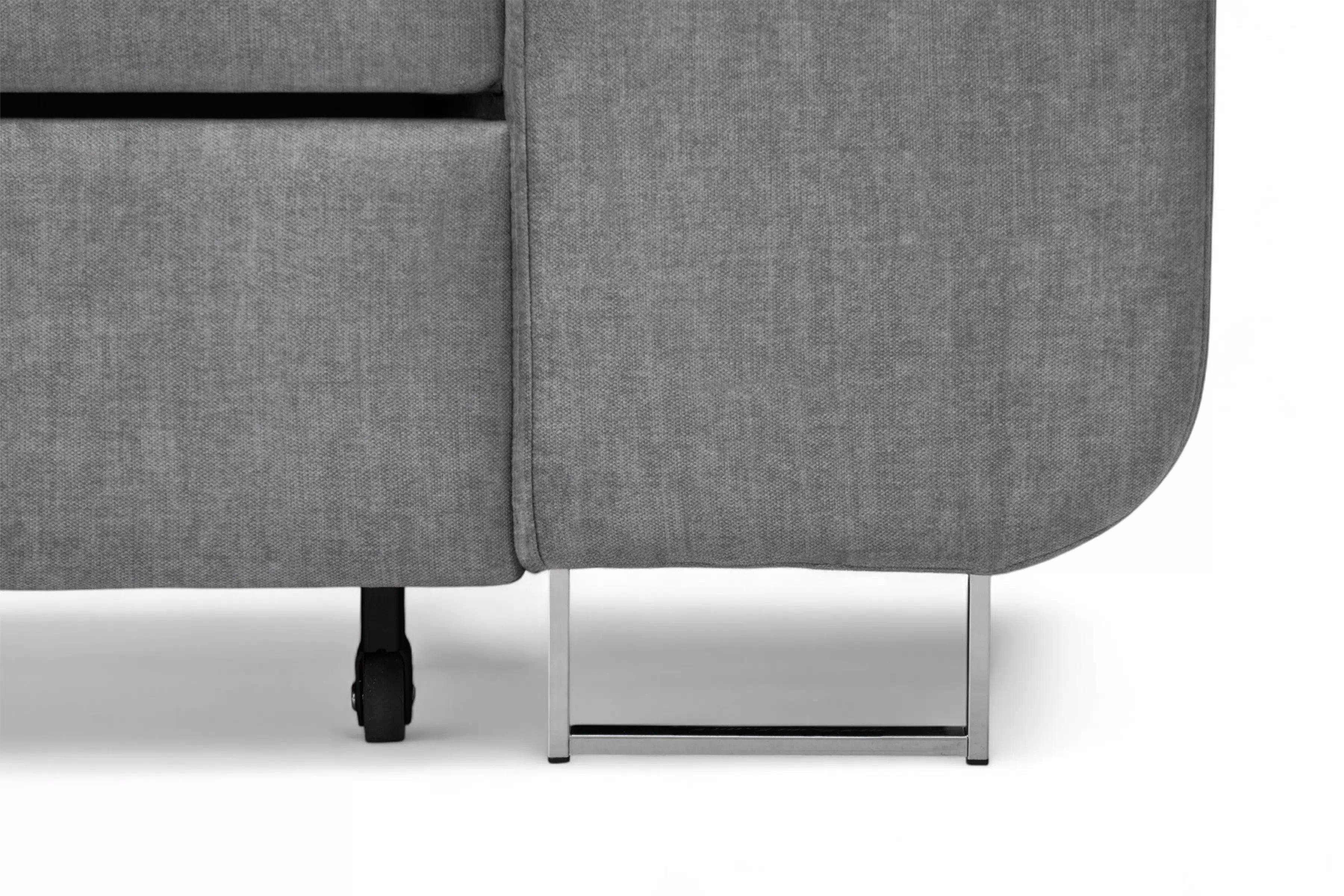 Rozkladacia rohová sedacia súprava Annabelle L ľavá - šedý velúr Vogue 14 / chrómové nožičky Rohová sedacia súprava Annabelle L s funkciou spánku Ľavá strana - šedý velúr Vogue 14 / nožičky chromowane 