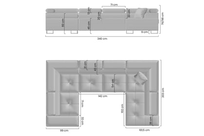 Moderná rohová sedacia súprava Annabelle U - chrómové nožičky Rohová sedacia súprava Annabelle U s funkciou spánku - nožičky chromowane 