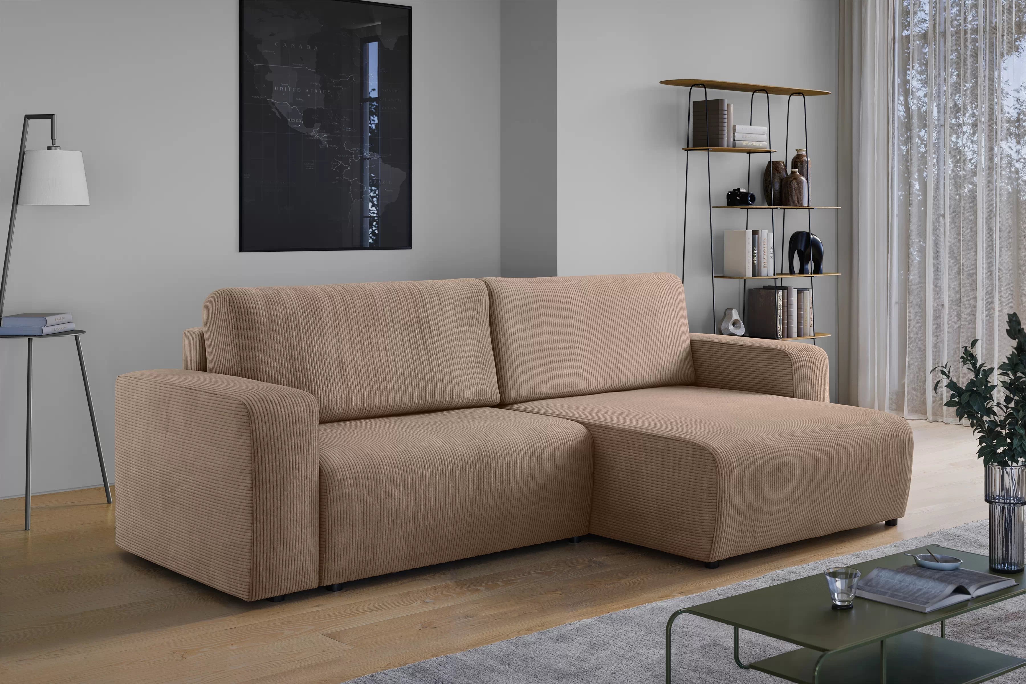 Rozkládací rohová sedací souprava Avia L - hnědá Lincoln 17 Rohová sedací souprava Avia L rozkládací uniwersalny prawo/levá - hnědá manšestr Lincoln 17 