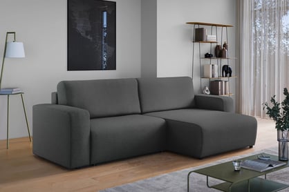 Rohová rozkládací sedací souprava Avia L - grafitová bouclé Gerra 120 Rohová sedací souprava Avia Maxi rozkládací uniwersalny prawo/levá - grafitová boucle Gerra 120
