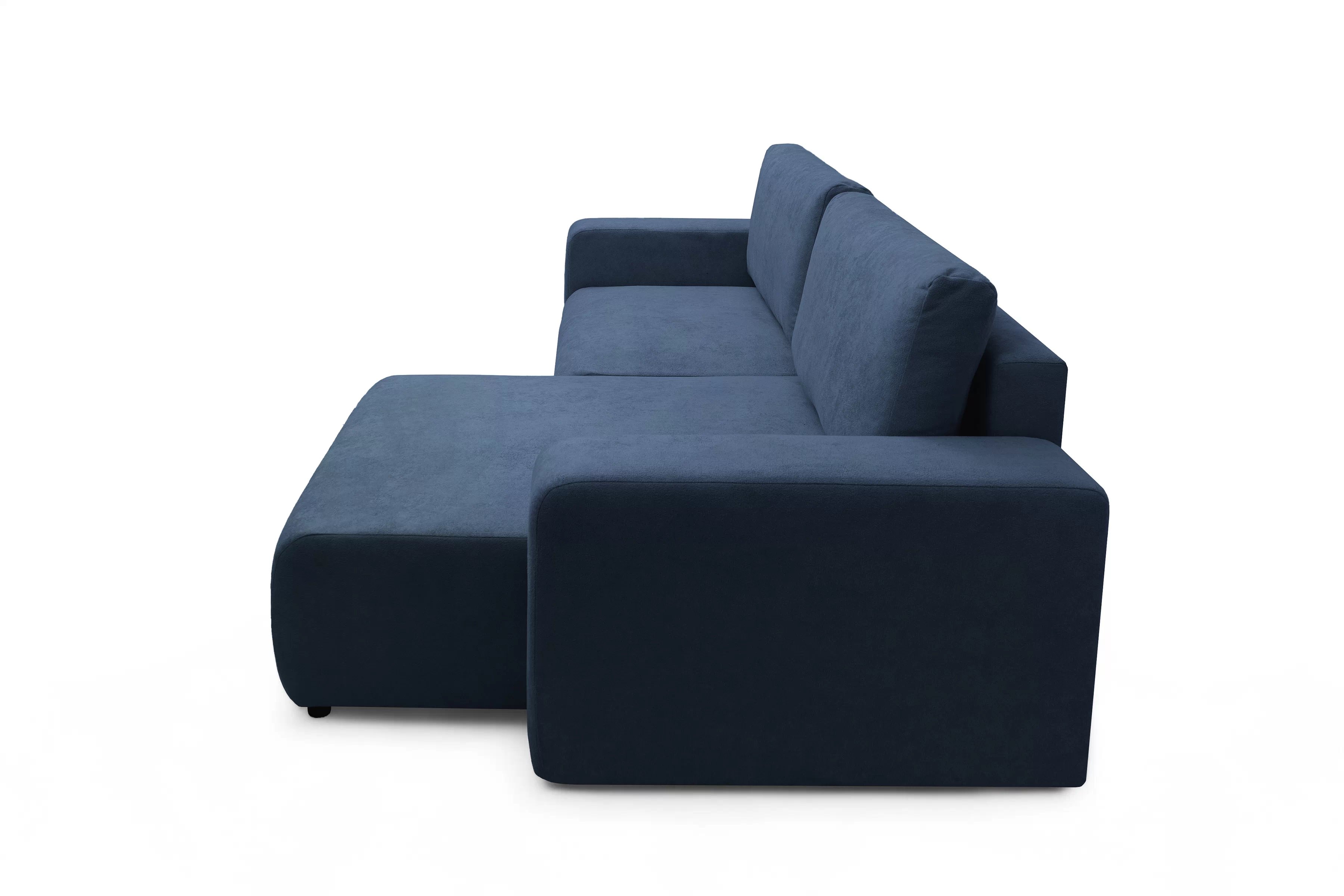 Rozkládací rohová sedací souprava Avia L - tmavě modrá Gerra 125 Rohová sedací souprava Avia Maxi rozkládací uniwersalny prawo/levá - tmavě modrá boucle Gerra 125