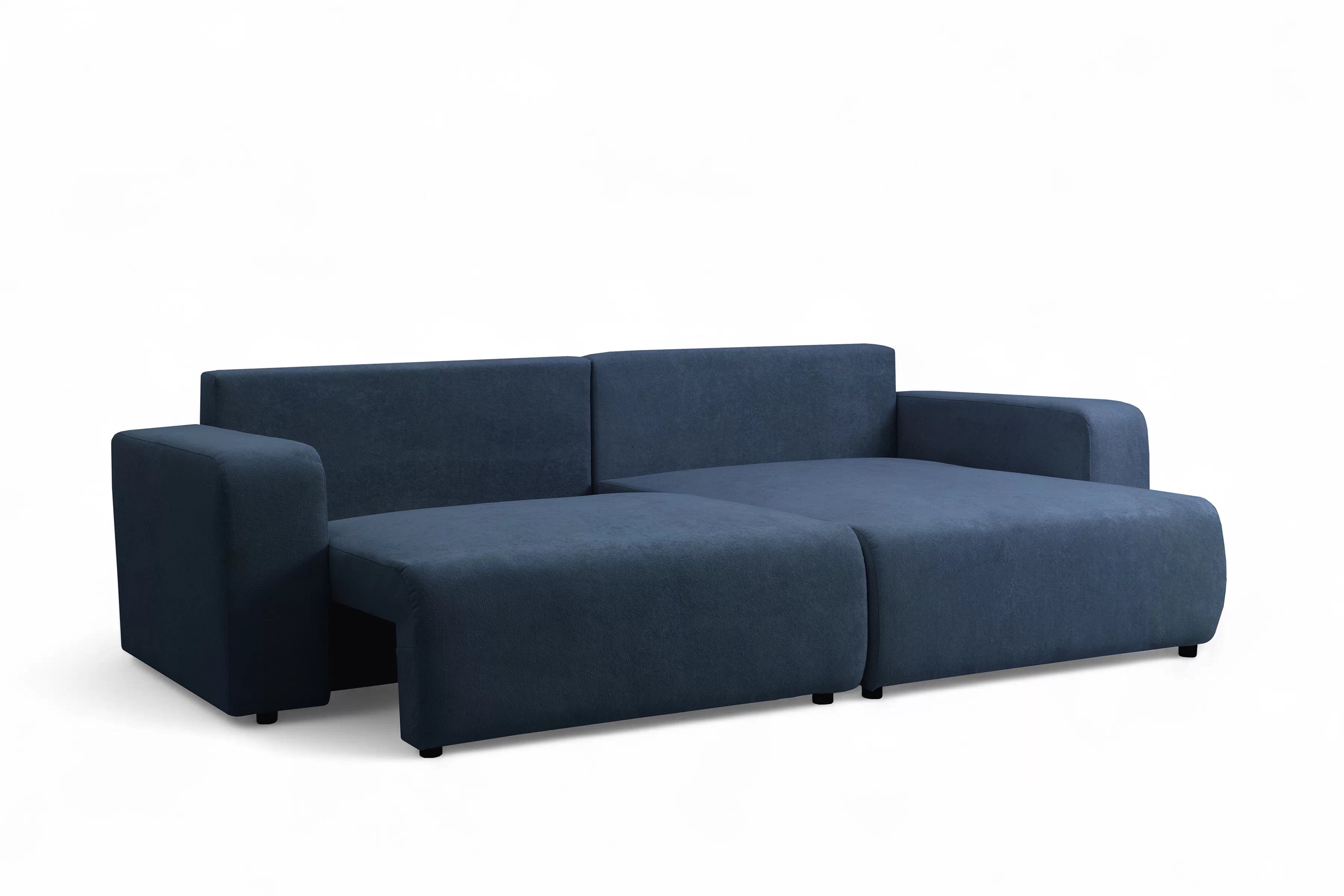 Rozkládací rohová sedací souprava Avia L - tmavě modrá Gerra 125 Rohová sedací souprava Avia Maxi rozkládací uniwersalny prawo/levá - tmavě modrá boucle Gerra 125