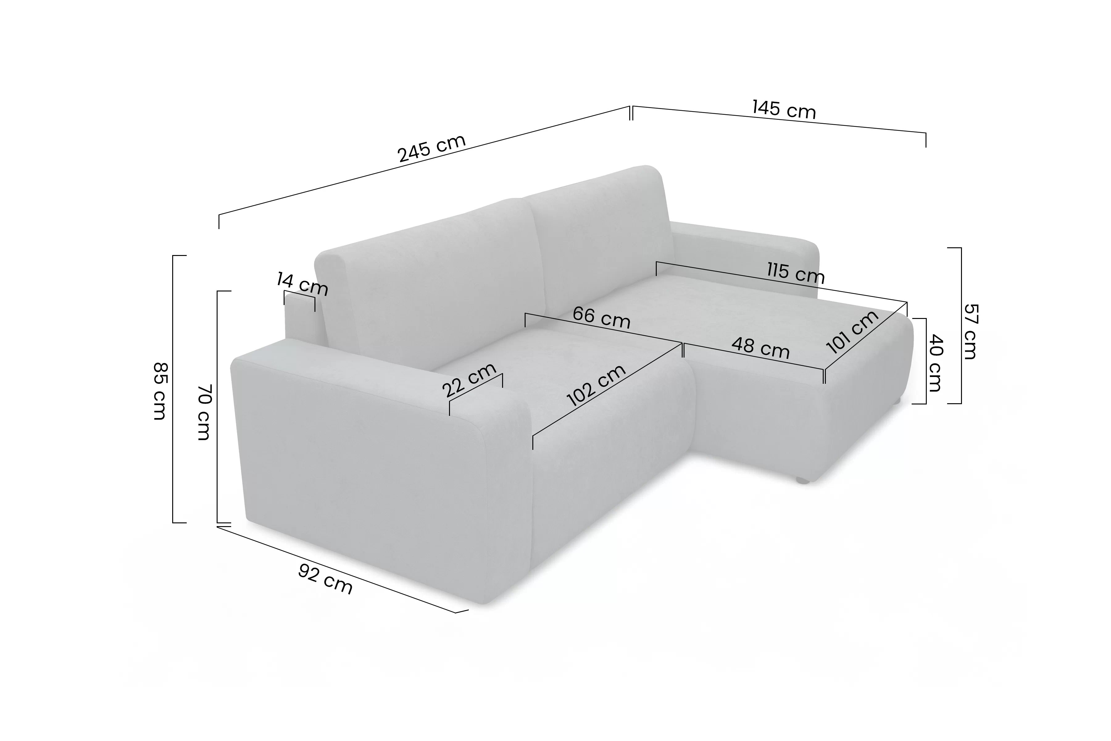 Rozkládací rohová sedací souprava Avia L - šedá Gerra 70 Rohová sedací souprava Avia Maxi rozkládací uniwersalny prawo/levá - šedá boucle Gerra 70