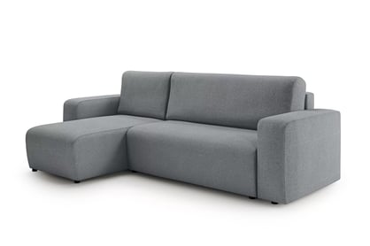 Rozkládací rohová sedací souprava Avia Mini univerzální - šedá bouclé Gerra 70 Rohová sedací souprava Avia Mini rozkládací uniwersalny prawo/levá - šedá boucle Gerra 70
