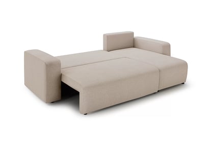 Rozkládací rohová sedací souprava Avia Mini univerzální - béžová bouclé Gerra 105 Rohová sedací souprava Avia Mini rozkládací uniwersalny prawo/levá - béžová boucle Gerra 105