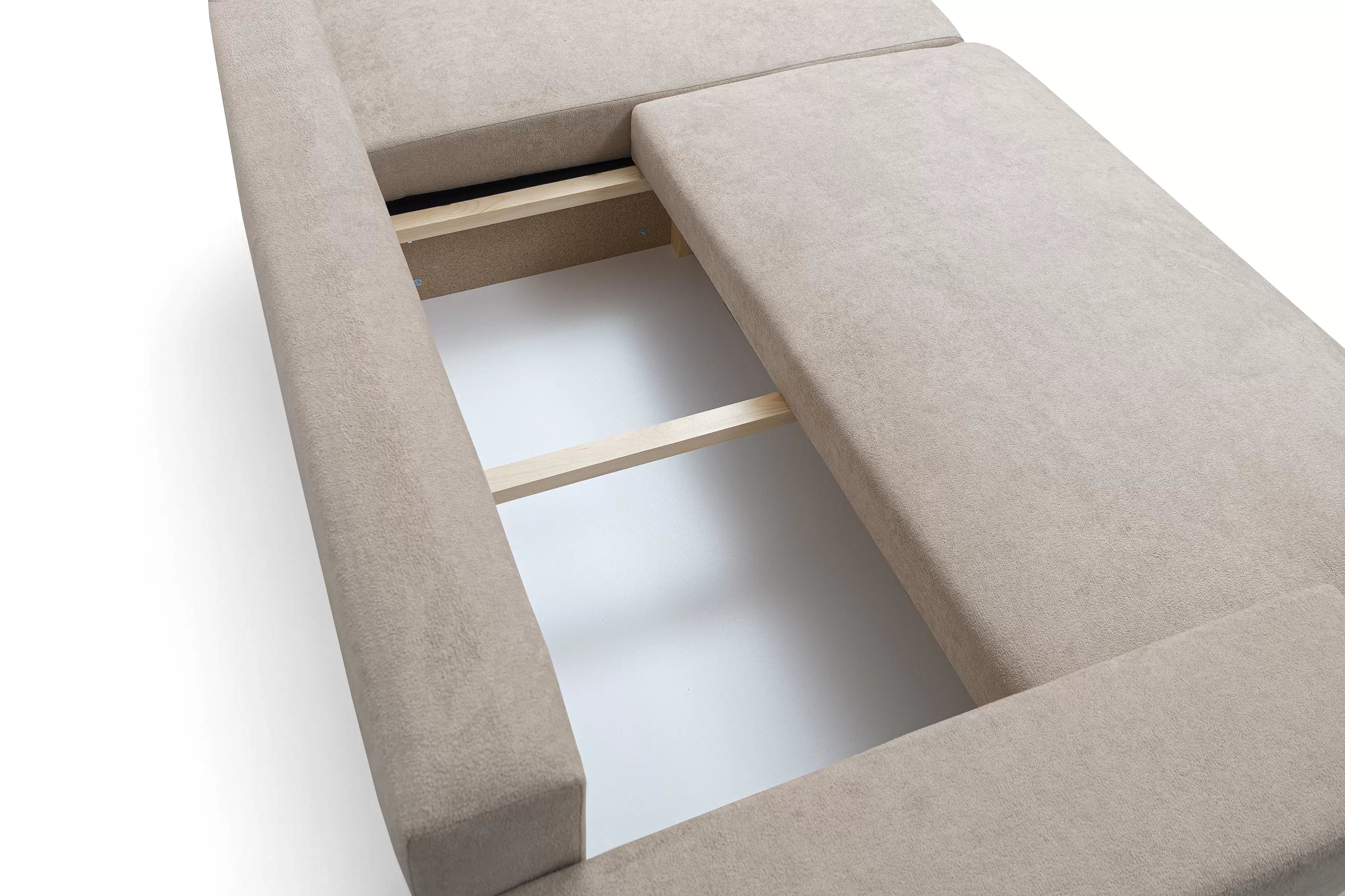 Rozkládací rohová sedací souprava Avia Mini - béžová Gerra 105 Rohová sedací souprava Avia Mini rozkládací uniwersalny prawo/levá - béžová boucle Gerra 105