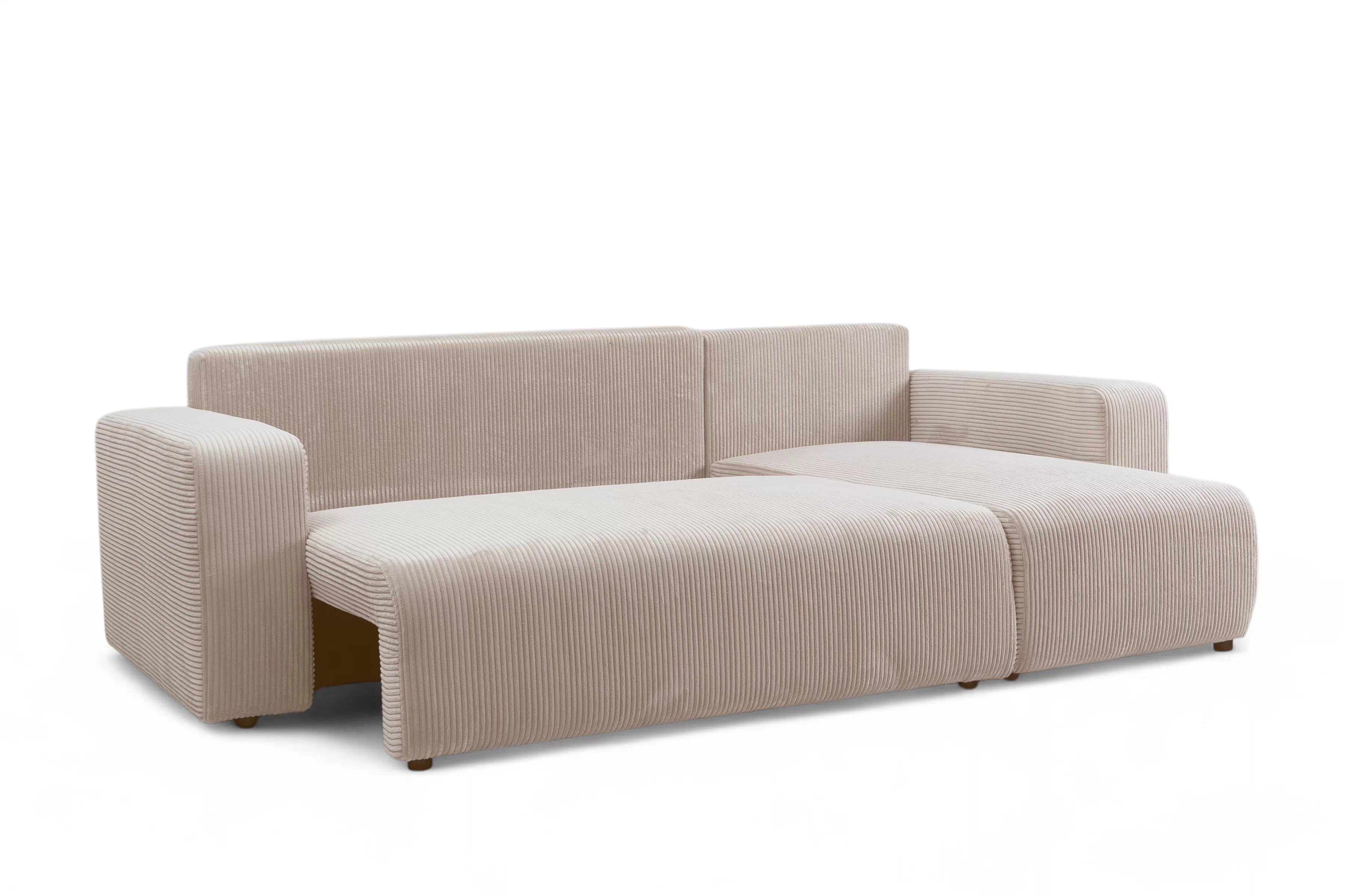 Rozkládací rohová sedací souprava Avia Mini - béžová Anafi 22 Rohová sedací souprava Avia Mini rozkládací uniwersalny prawo/levá - béžová manšestr Anafi 22 