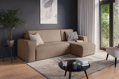 Rozkládací rohová sedací souprava Avia Mini univerzální - hnědý manšestr Lincoln 17 Rohová sedací souprava Avia Mini rozkládací uniwersalny prawo/levá - hnědá manšestr Lincoln 17