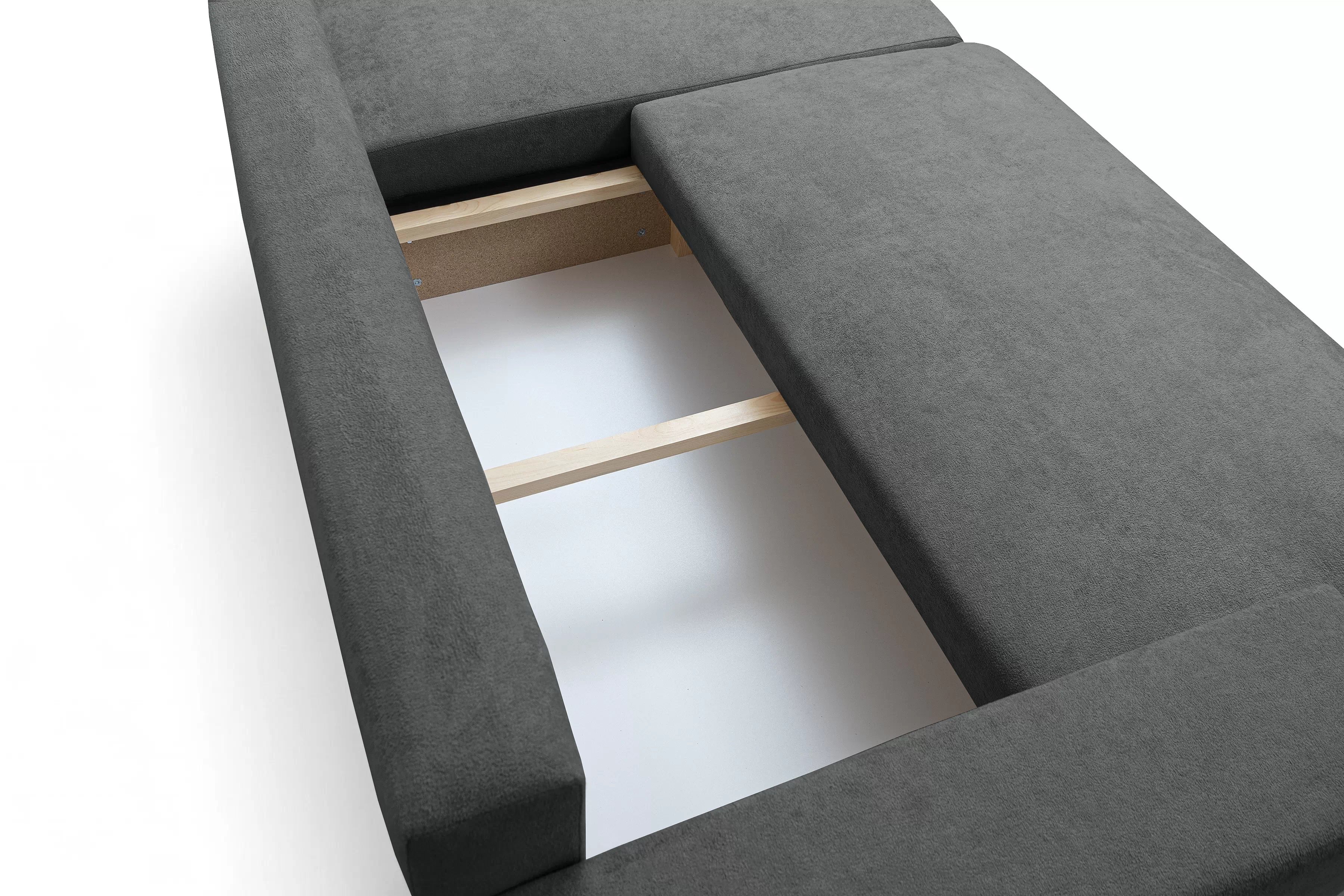 Rozkládací rohová sedací souprava Avia Mini - grafitová Gerra 120 Rohová sedací souprava Avia Mini rozkládací uniwersalny prawo/levá - grafitová boucle Gerra 120