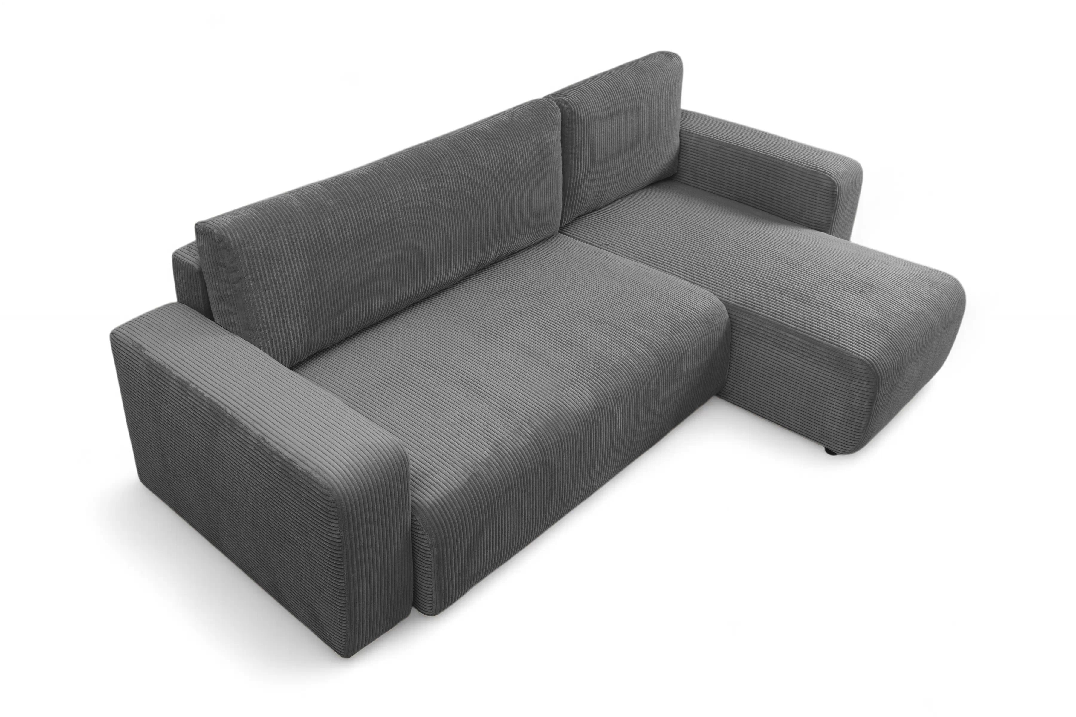 Rozkládací rohová sedací souprava Avia Mini - grafitová Lincoln 90 Rohová sedací souprava Avia Mini rozkládací uniwersalny prawo/levá - grafitová manšestr Lincoln 90