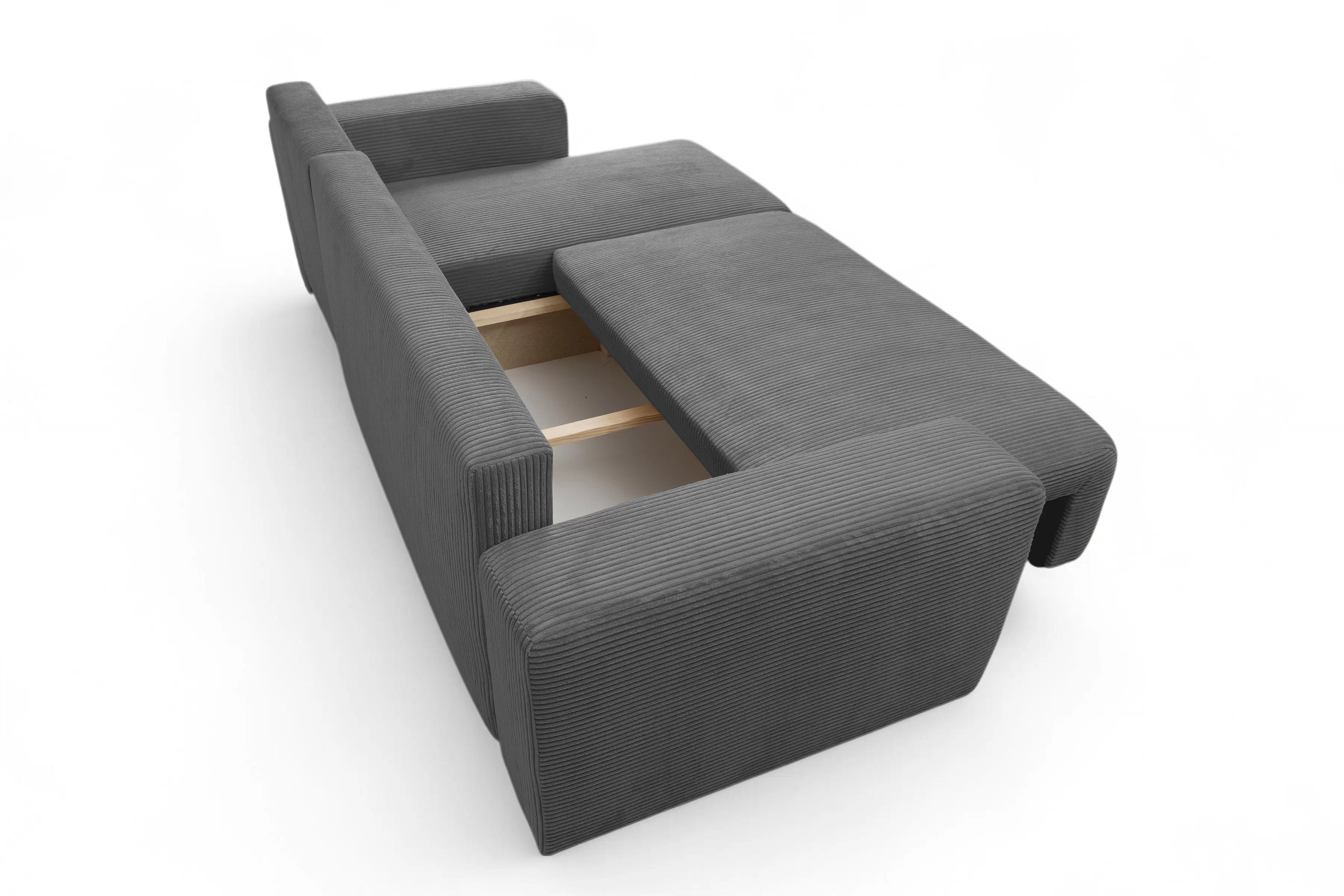 Rozkládací rohová sedací souprava Avia Mini - grafitová Lincoln 90 Rohová sedací souprava Avia Mini rozkládací uniwersalny prawo/levá - grafitová manšestr Lincoln 90