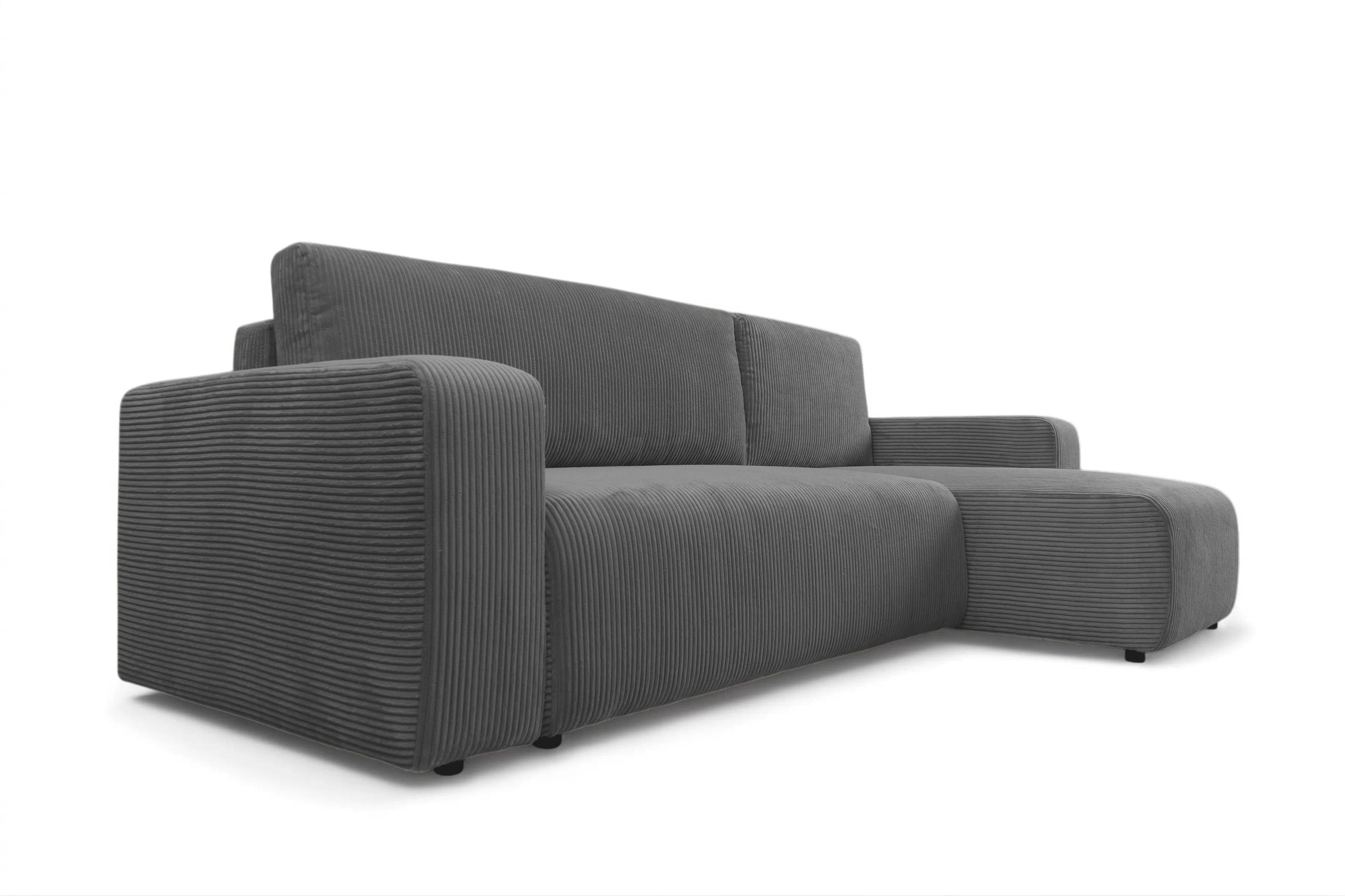 Rozkládací rohová sedací souprava Avia Mini - grafitová Lincoln 90 Rohová sedací souprava Avia Mini rozkládací uniwersalny prawo/levá - grafitová manšestr Lincoln 90