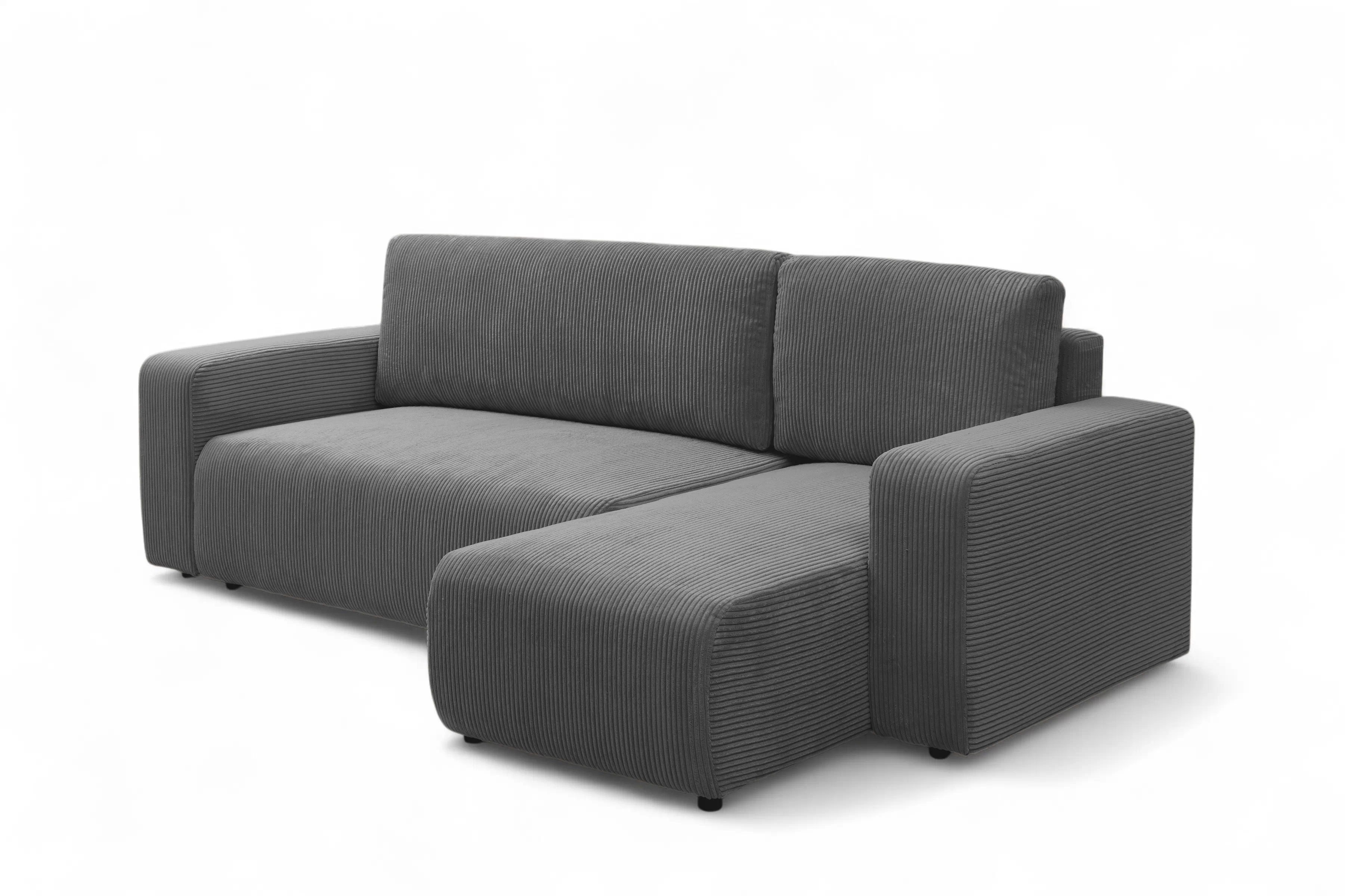 Rozkládací rohová sedací souprava Avia Mini - grafitová Lincoln 90 Rohová sedací souprava Avia Mini rozkládací uniwersalny prawo/levá - grafitová manšestr Lincoln 90