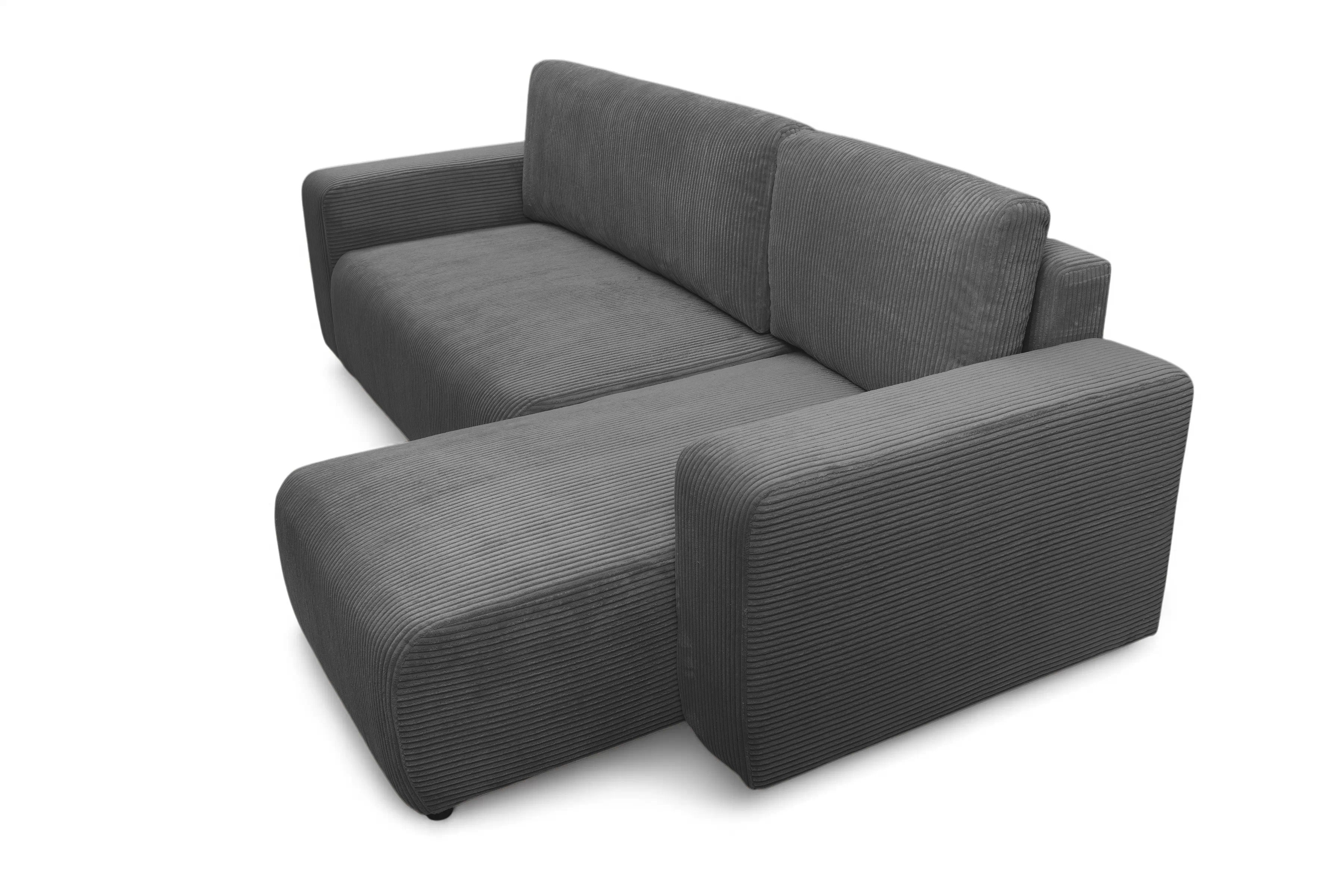 Rozkládací rohová sedací souprava Avia Mini - grafitová Lincoln 90 Rohová sedací souprava Avia Mini rozkládací uniwersalny prawo/levá - grafitová manšestr Lincoln 90