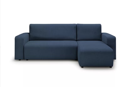Rozkládací rohová sedací souprava Avia Mini univerzální - tmavě modrá bouclé Gerra 125 Rohová sedací souprava Avia Mini rozkládací uniwersalny prawo/levá - tmavě modrá boucle Gerra 125