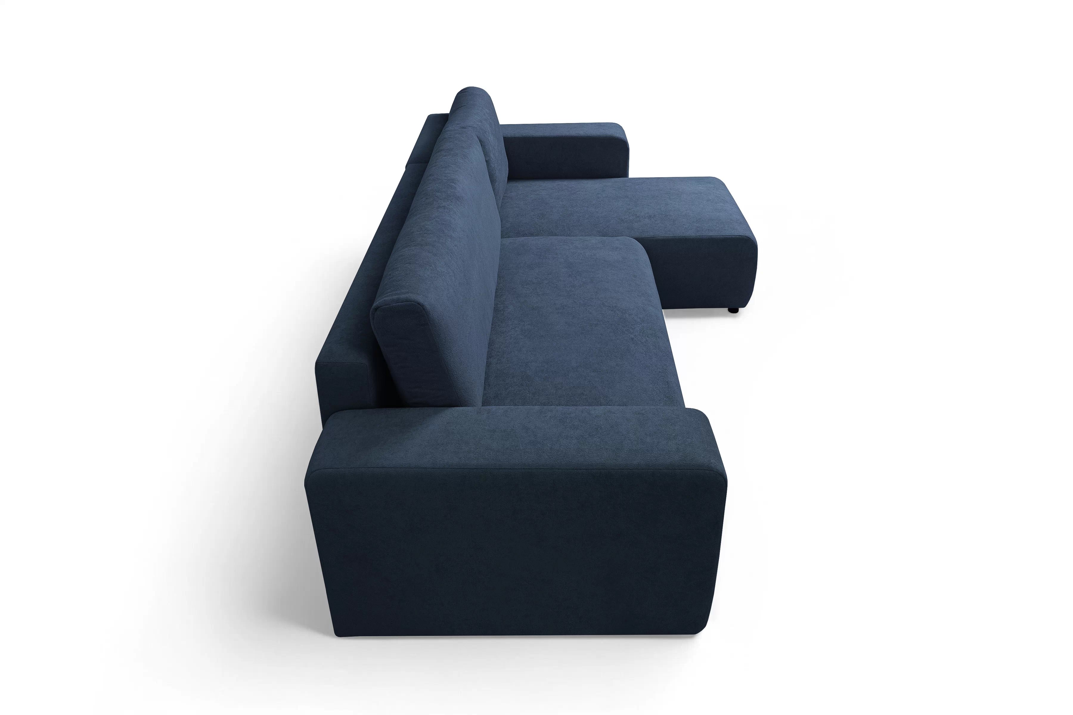 Rozkládací rohová sedací souprava Avia Mini - tmavě modrá Gerra 125 Rohová sedací souprava Avia Mini rozkládací uniwersalny prawo/levá - tmavě modrá boucle Gerra 125