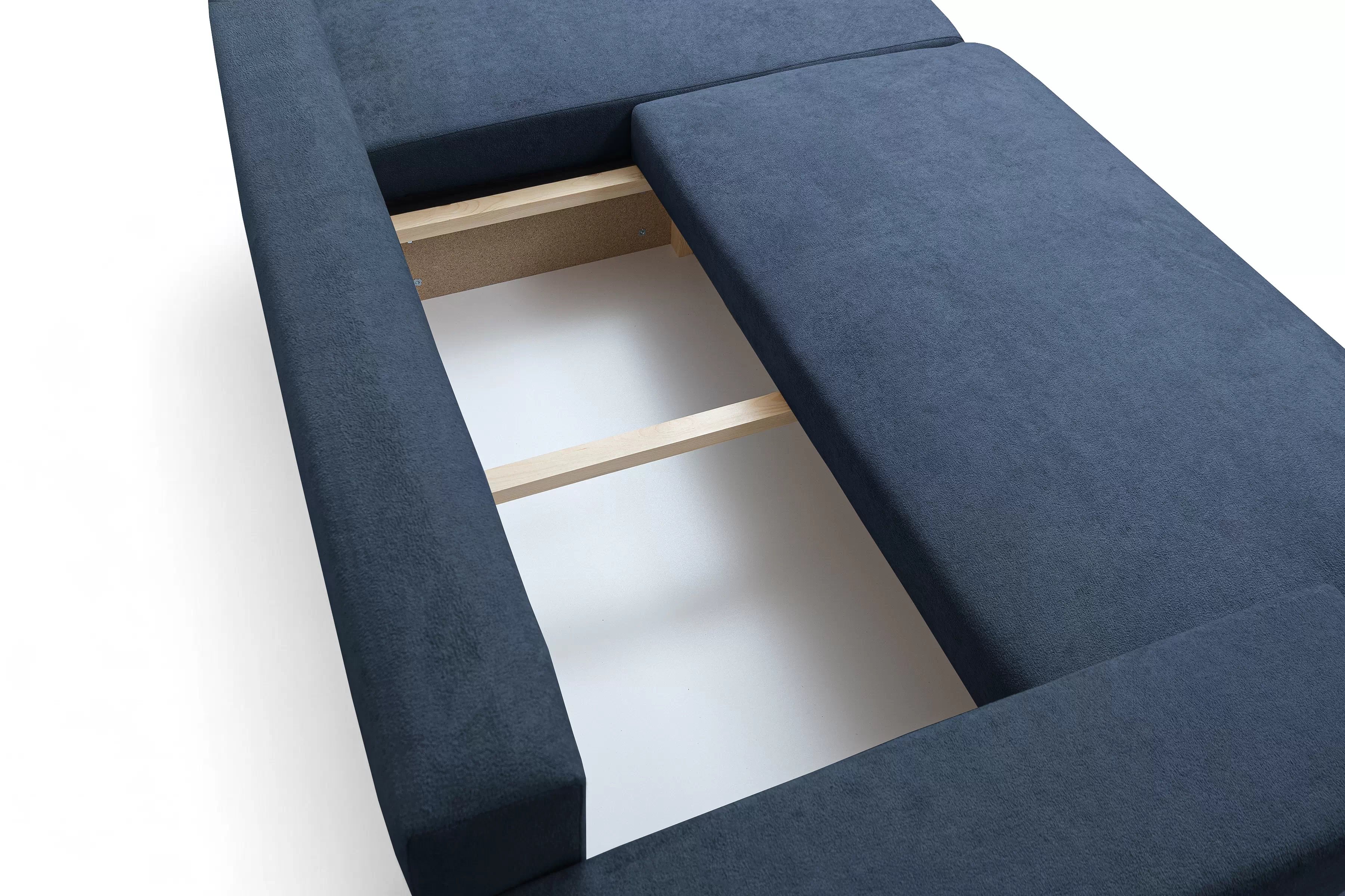 Rozkládací rohová sedací souprava Avia Mini - tmavě modrá Gerra 125 Rohová sedací souprava Avia Mini rozkládací uniwersalny prawo/levá - tmavě modrá boucle Gerra 125