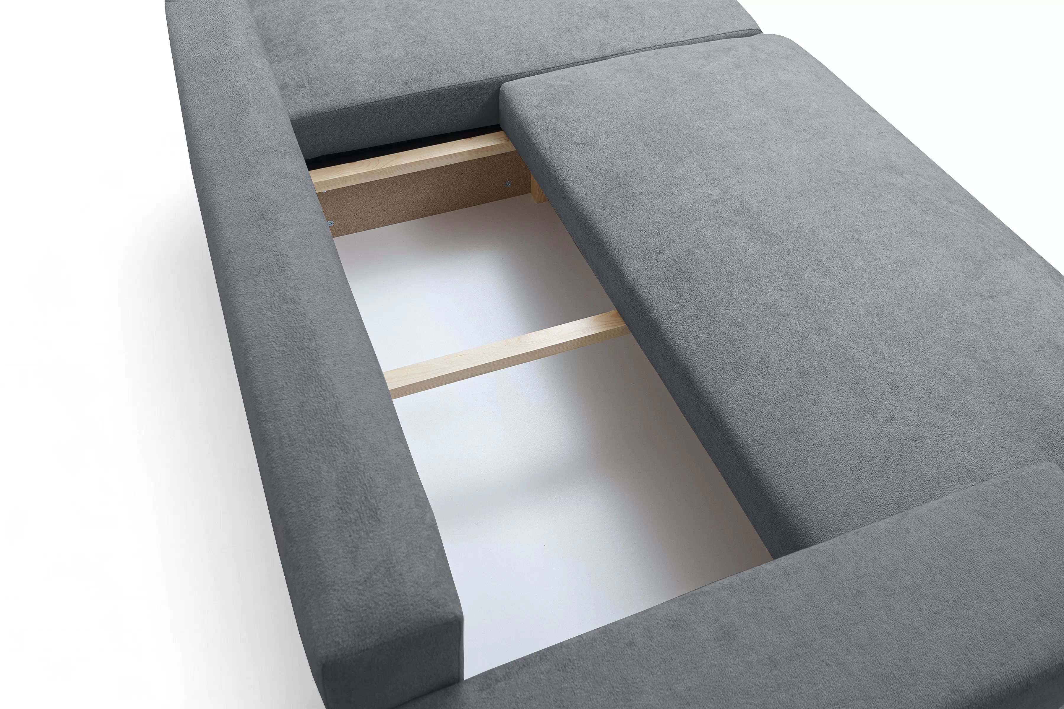 Rozkladacia rohová sedacia súprava Avia Mini univerzálna - sivé buklé Gerra 70 Rohová sedacia súprava Avia Mini s funkciou spánku uniwersalny prawo/Ľavá strana - šedá boucle Gerra 70