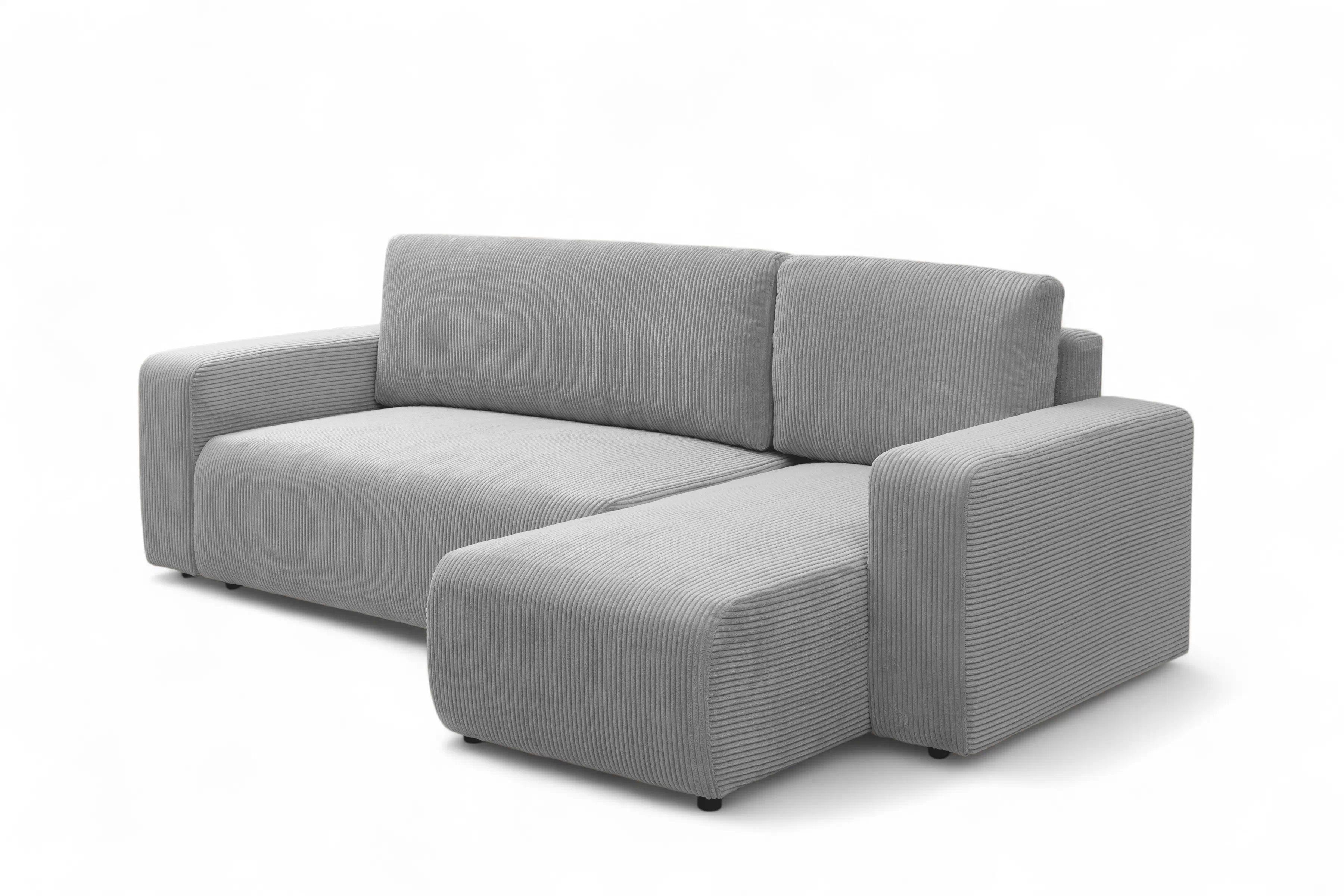 Rozkládací rohová sedací souprava Avia Mini - šedá Lincoln 86 Rohová sedací souprava Avia Mini rozkládací uniwersalny prawo/levá - šedá manšestr Lincoln 86