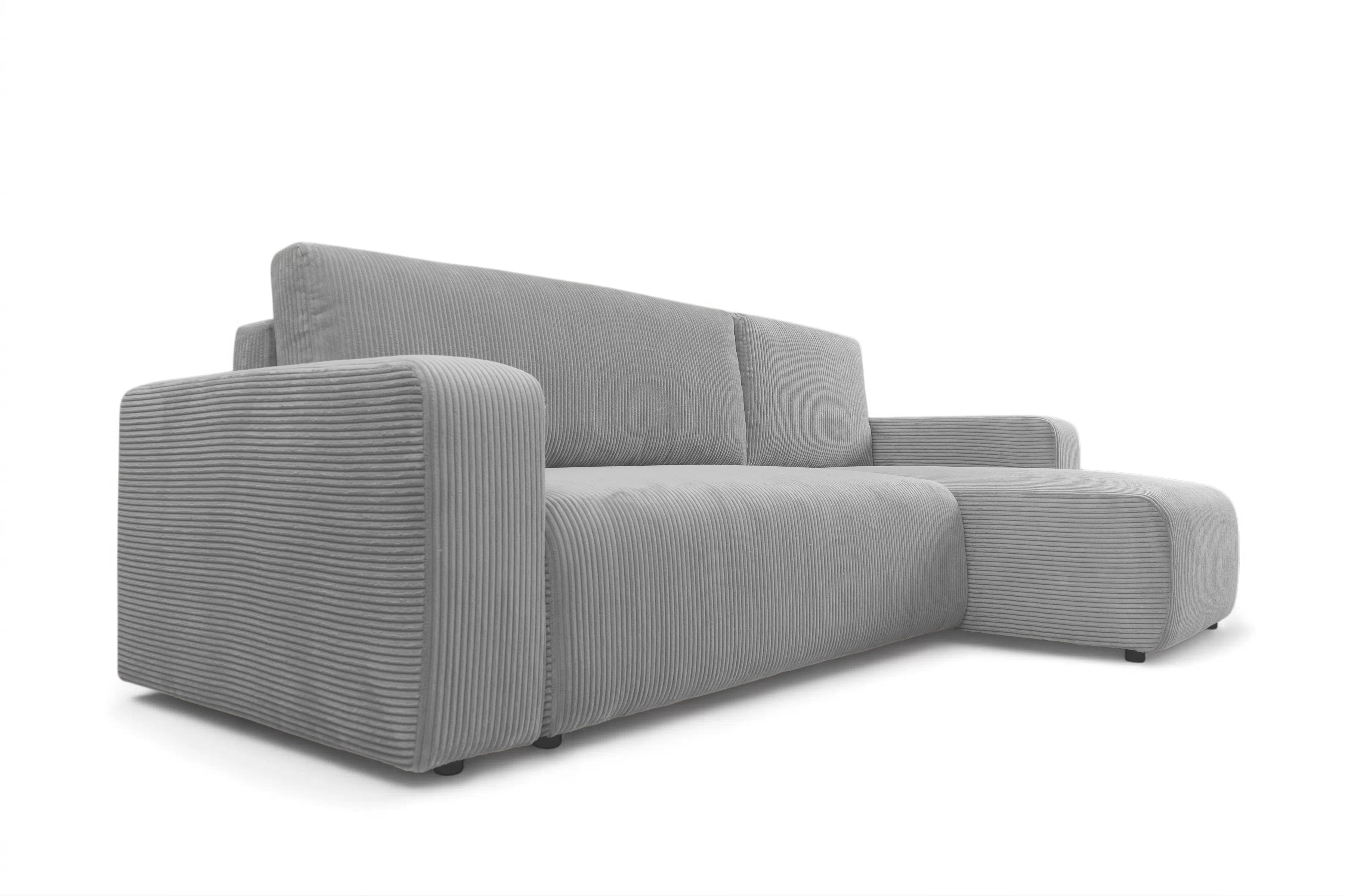 Rozkládací rohová sedací souprava Avia Mini - šedá Lincoln 86 Rohová sedací souprava Avia Mini rozkládací uniwersalny prawo/levá - šedá manšestr Lincoln 86