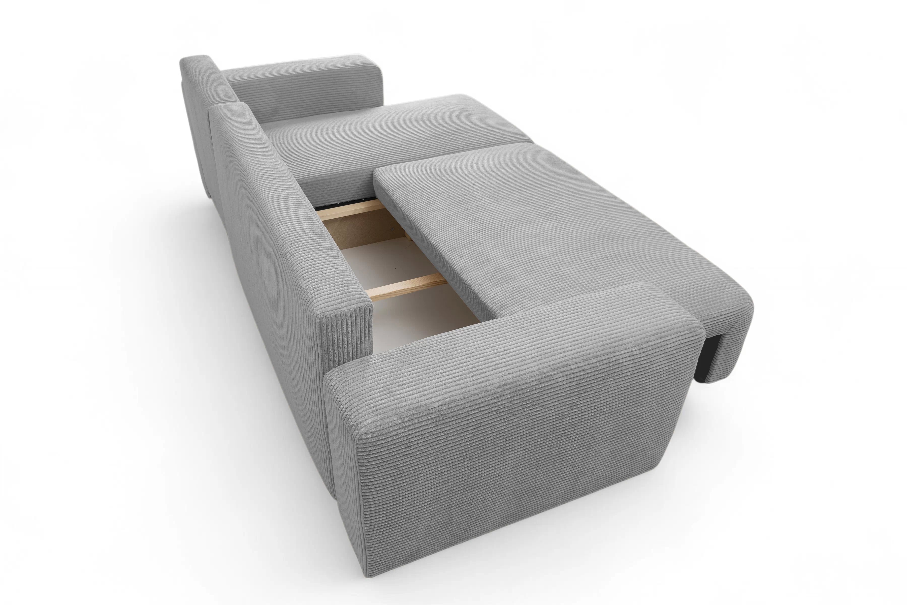 Rozkládací rohová sedací souprava Avia Mini - šedá Lincoln 86 Rohová sedací souprava Avia Mini rozkládací uniwersalny prawo/levá - šedá manšestr Lincoln 86