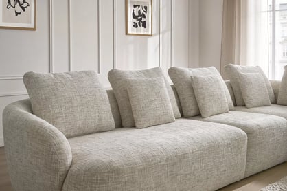 Rohová sedací souprava Finezal 2L+S+OTZP - béžová tkanina Tracy 211-04 Rohová sedací souprava pro obývacího pokoje Finezal 2L+S+OTZP - béžová plecionka Tracy 211-04