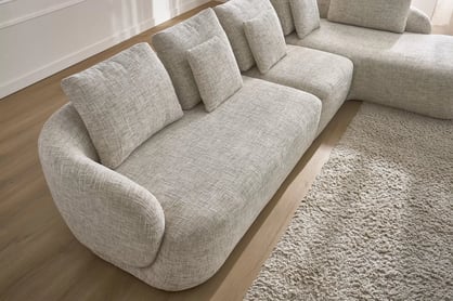 Rohová sedací souprava Finezal 2L+S+OTZP - béžová tkanina Tracy 211-04 Rohová sedací souprava pro obývacího pokoje Finezal 2L+S+OTZP - béžová plecionka Tracy 211-04