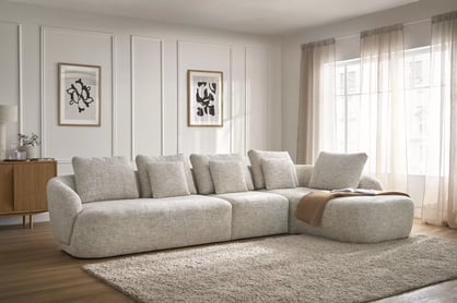 Rohová sedací souprava Finezal 2L+S+OTZP - béžová tkanina Tracy 211-04 Rohová sedací souprava pro obývacího pokoje Finezal 2L+S+OTZP - béžová plecionka Tracy 211-04