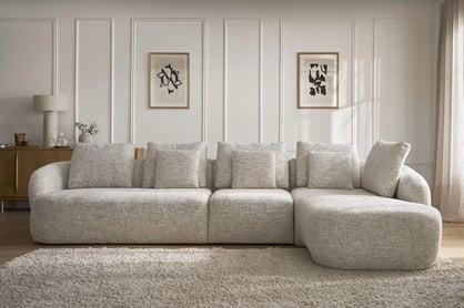 Rohová sedací souprava Finezal 2L+S+OTZP - béžová tkanina Tracy 211-04 Rohová sedací souprava pro obývacího pokoje Finezal 2L+S+OTZP - béžová plecionka Tracy 211-04