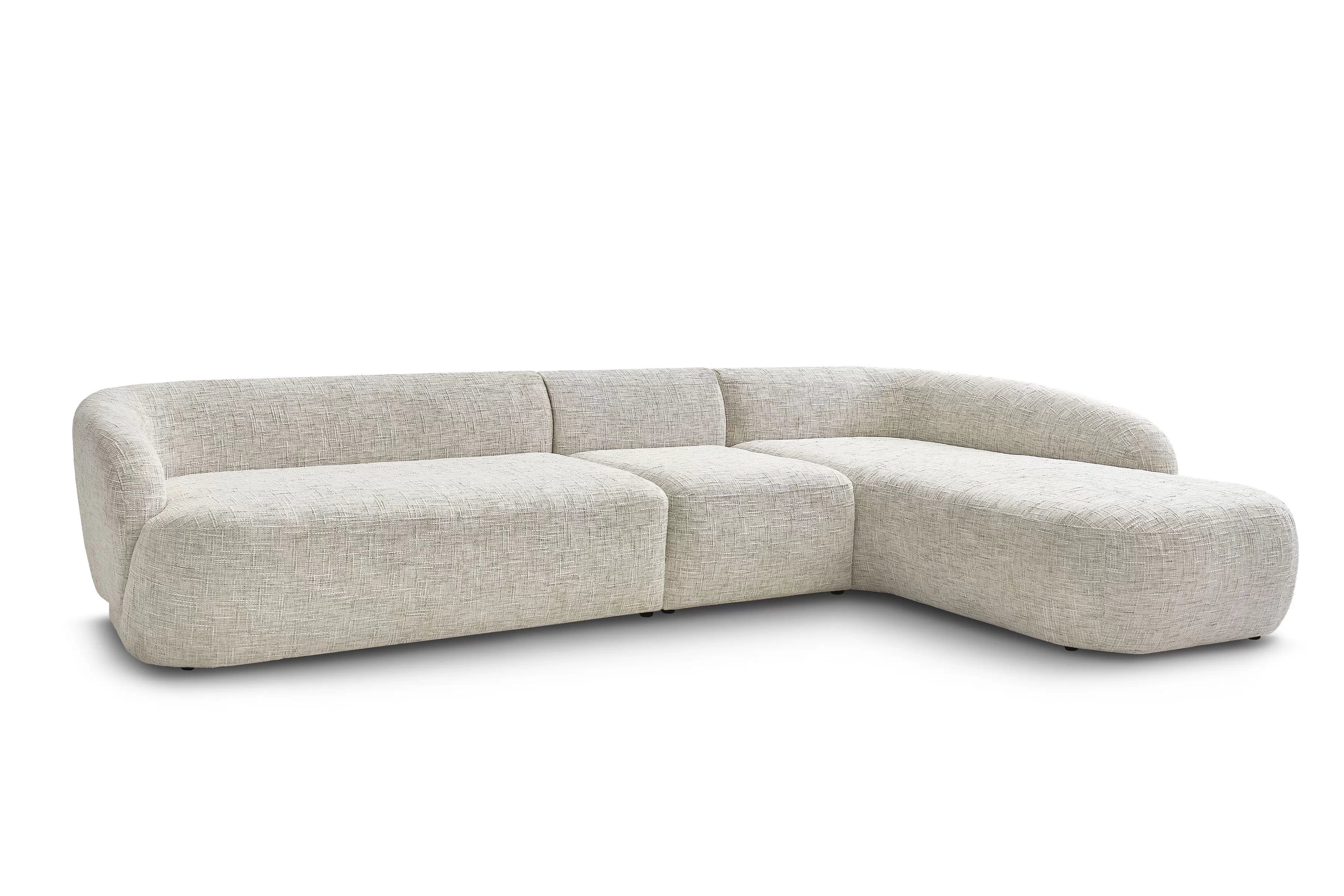 Rohová sedací souprava Finezal 2L+S+OTZP - béžová tkanina Tracy 211-04 Rohová sedací souprava pro obývacího pokoje Finezal 2L+S+OTZP - béžová plecionka Tracy 211-04