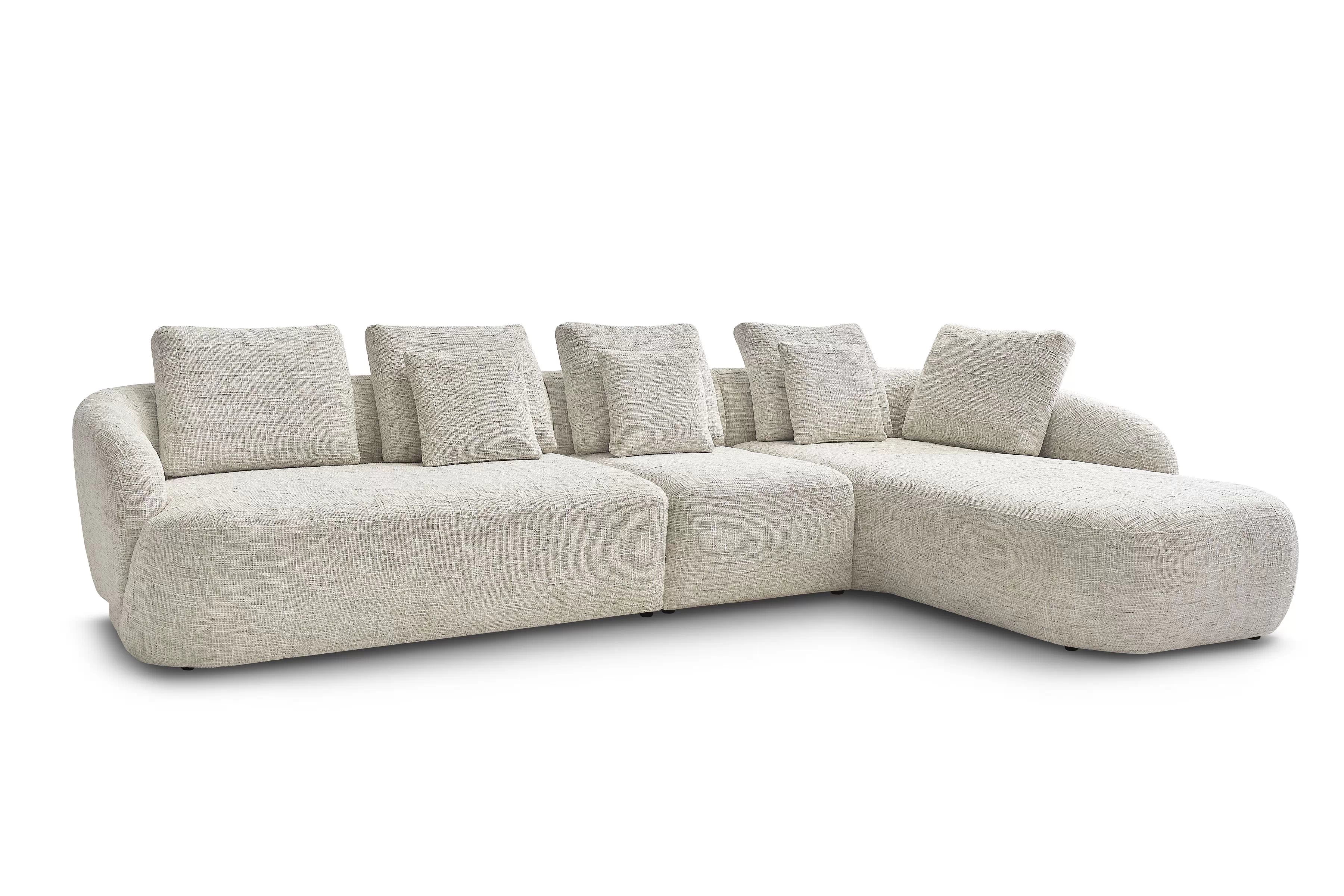 Rohová sedací souprava Finezal 2L+S+OTZP - béžová tkanina Tracy 211-04 Rohová sedací souprava pro obývacího pokoje Finezal 2L+S+OTZP - béžová plecionka Tracy 211-04