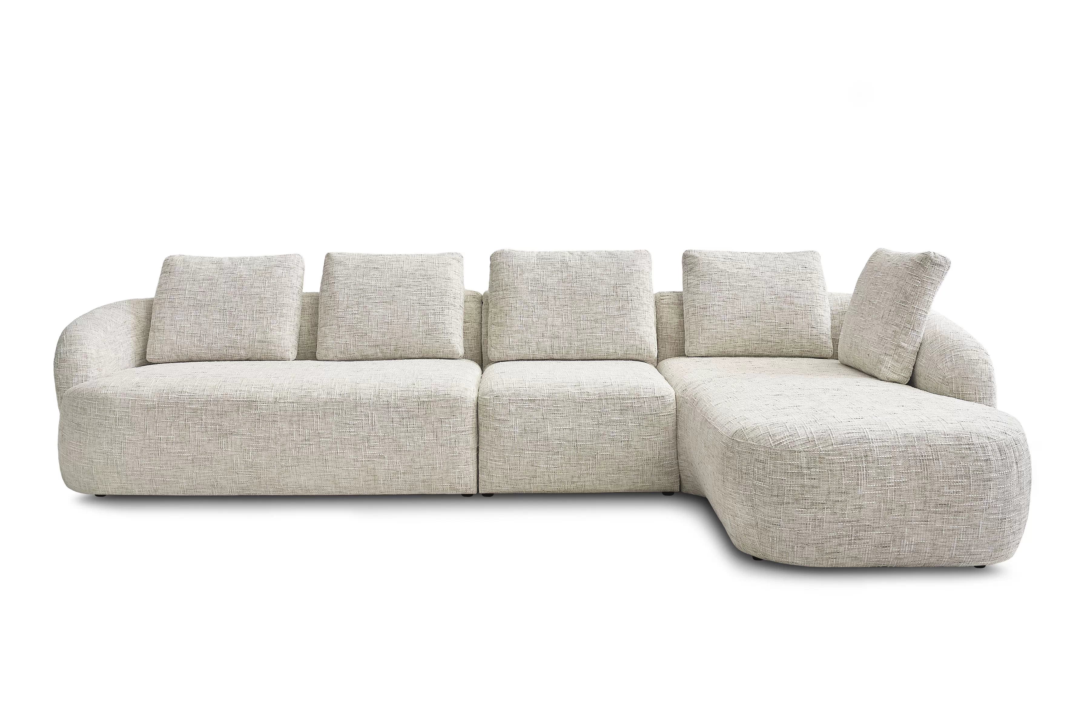 Rohová sedací souprava Finezal 2L+S+OTZP - béžová tkanina Tracy 211-04 Rohová sedací souprava pro obývacího pokoje Finezal 2L+S+OTZP - béžová plecionka Tracy 211-04