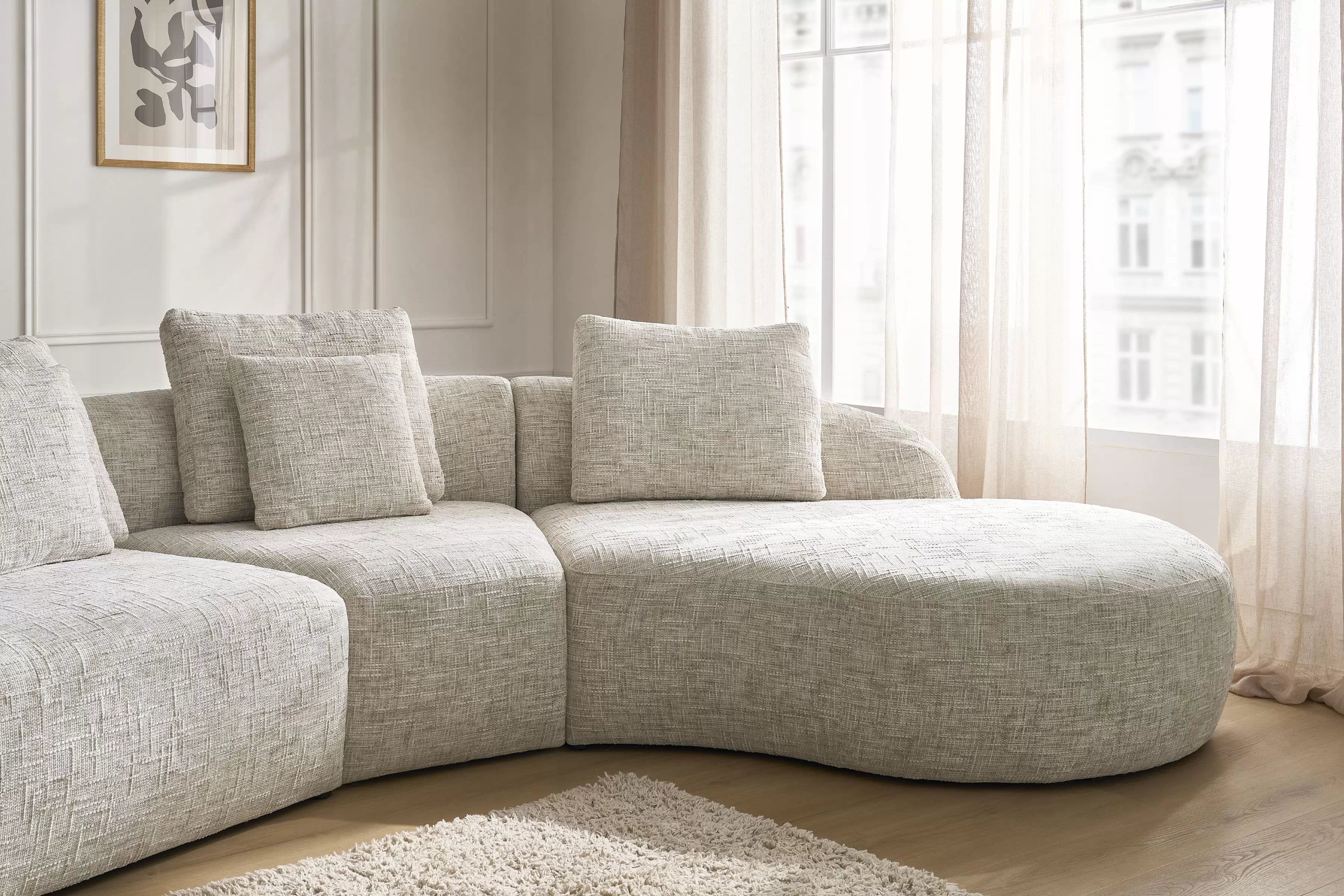 Rohová sedací souprava Finezal OTL+C+2S+S+OTZP - béžová tkanina Tracy 211-04 Rohová sedací souprava pro obývacího pokoje Finezal OTL+C+2S+S+OTZP - béžová plecionka Tracy 211.04