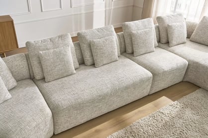 Rohová sedací souprava Finezal OTL+C+2S+S+OTZP - béžová tkanina Tracy 211-04 Rohová sedací souprava pro obývacího pokoje Finezal OTL+C+2S+S+OTZP - béžová plecionka Tracy 211.04