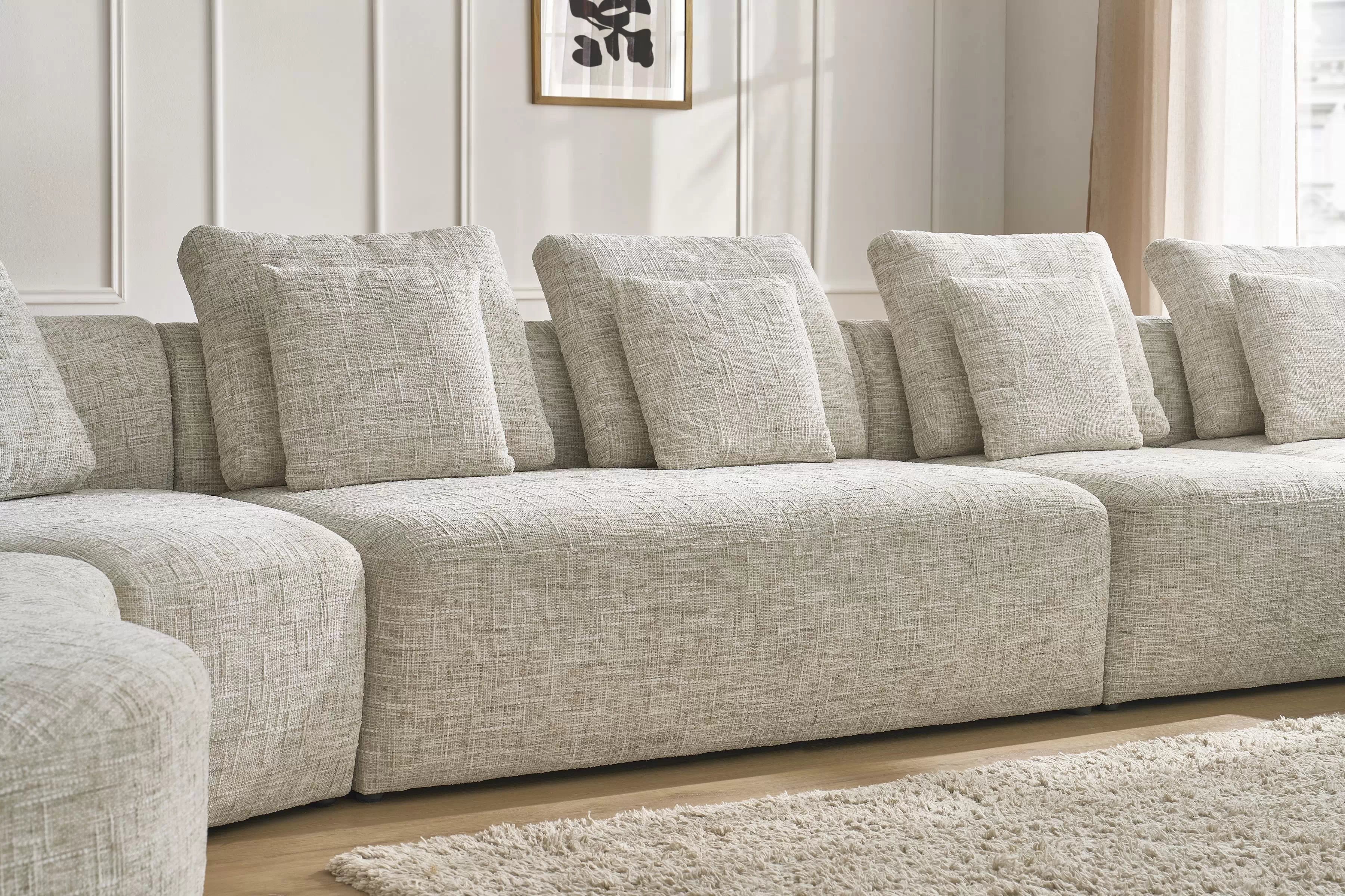 Rohová sedací souprava Finezal OTL+C+2S+S+OTZP - béžová tkanina Tracy 211-04 Rohová sedací souprava pro obývacího pokoje Finezal OTL+C+2S+S+OTZP - béžová plecionka Tracy 211.04