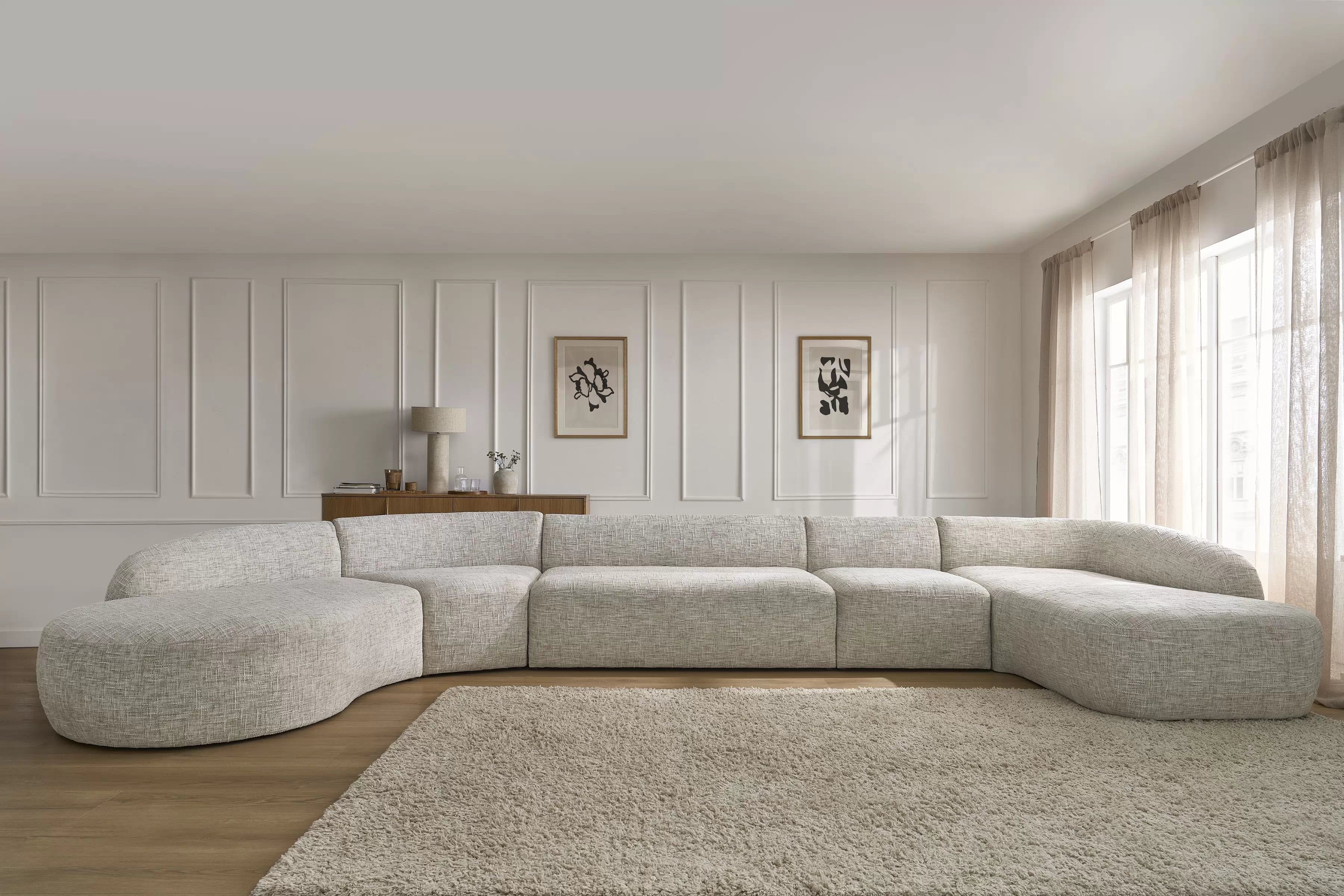 Rohová sedací souprava Finezal OTL+C+2S+S+OTZP - béžová tkanina Tracy 211-04 Rohová sedací souprava pro obývacího pokoje Finezal OTL+C+2S+S+OTZP - béžová plecionka Tracy 211.04