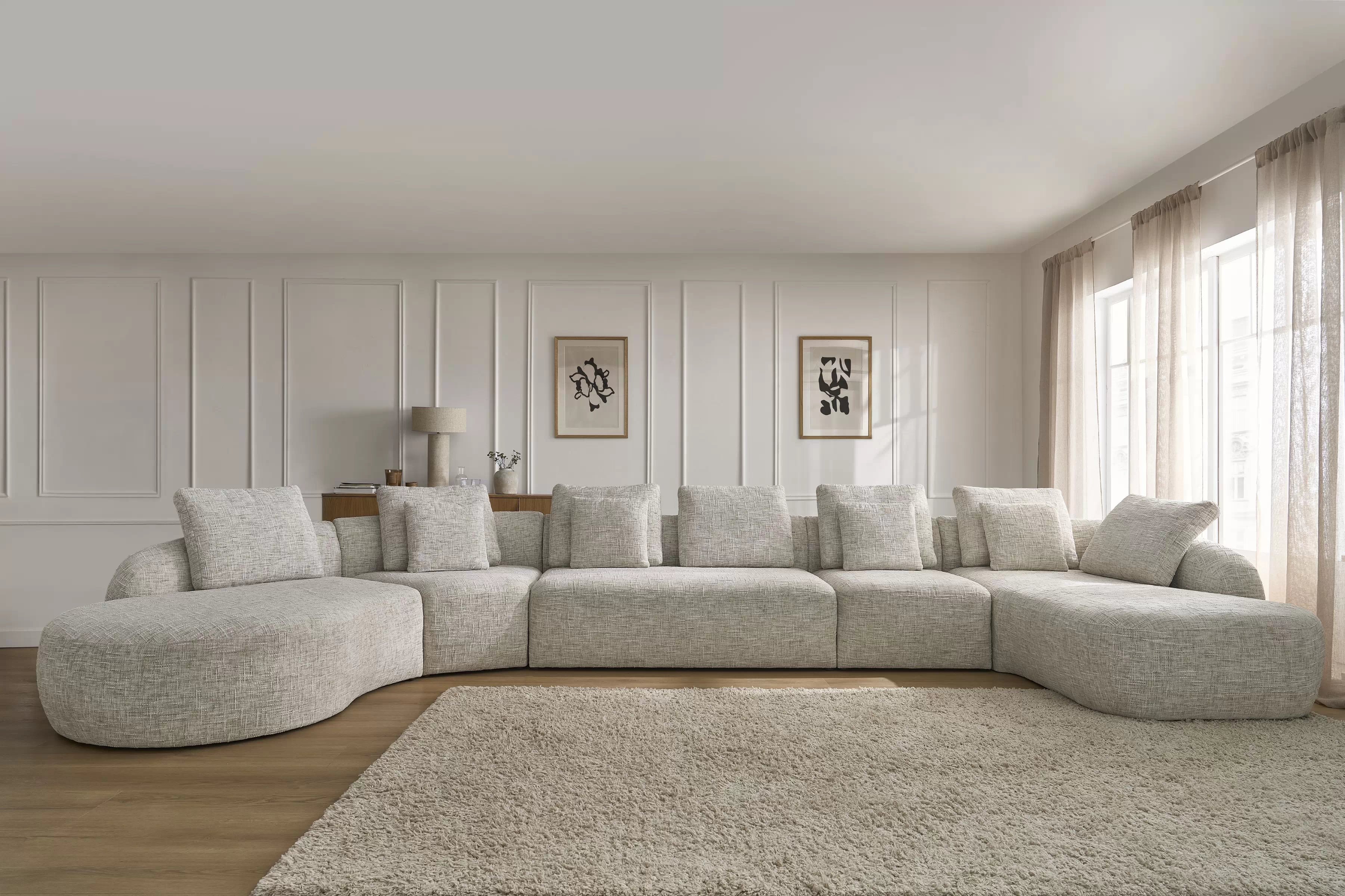 Rohová sedací souprava Finezal OTL+C+2S+S+OTZP - béžová tkanina Tracy 211-04 Rohová sedací souprava pro obývacího pokoje Finezal OTL+C+2S+S+OTZP - béžová plecionka Tracy 211.04