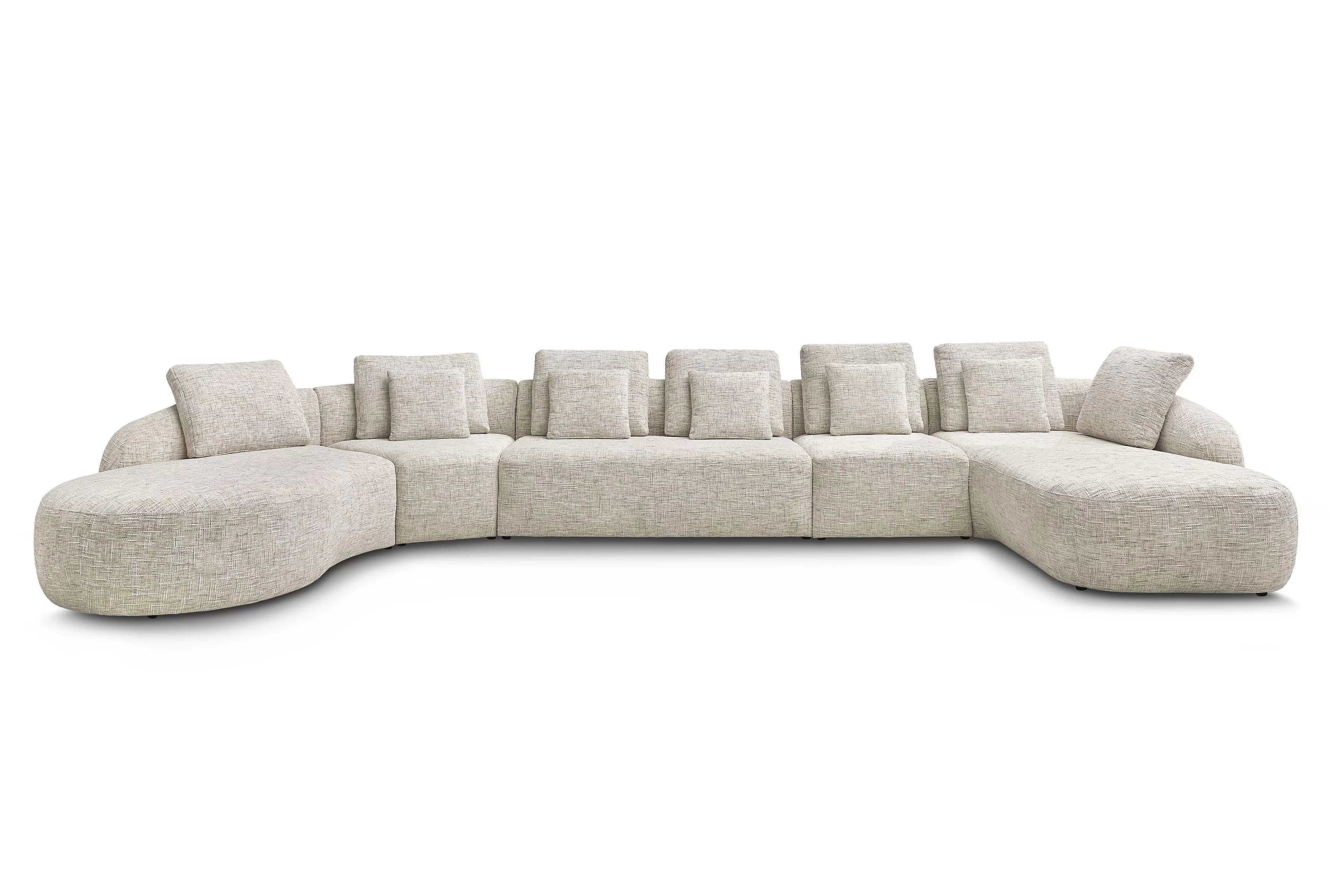 Rohová sedací souprava Finezal OTL+C+2S+S+OTZP - béžová tkanina Tracy 211-04 Rohová sedací souprava pro obývacího pokoje Finezal OTL+C+2S+S+OTZP - béžová plecionka Tracy 211.04