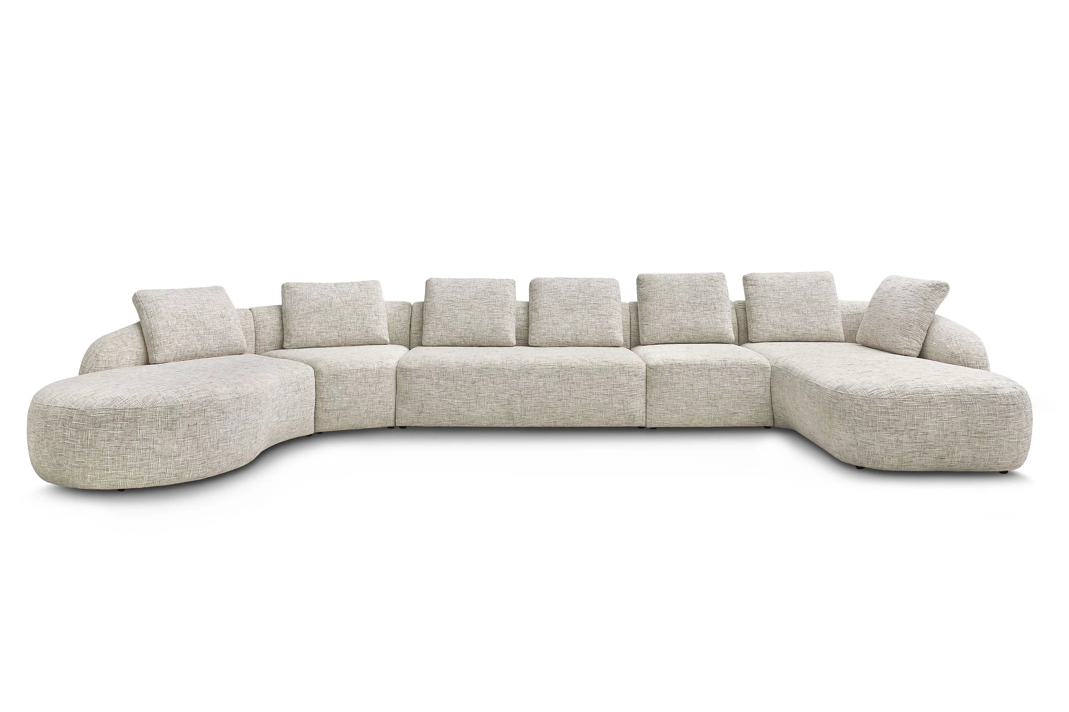 Rohová sedací souprava Finezal OTL+C+2S+S+OTZP - béžová tkanina Tracy 211-04 Rohová sedací souprava pro obývacího pokoje Finezal OTL+C+2S+S+OTZP - béžová plecionka Tracy 211.04