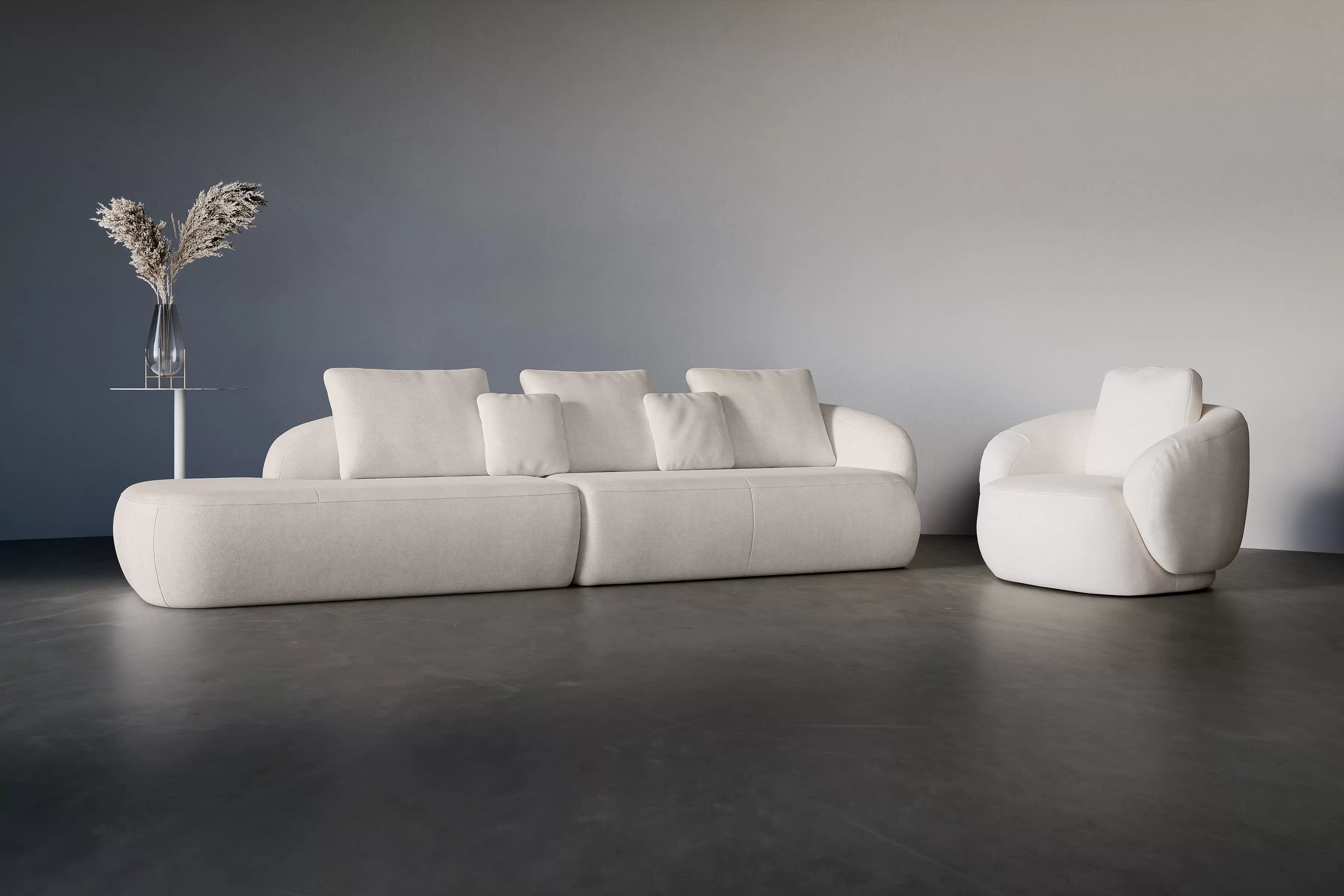 Rohová sedací souprava Finezal OTOL+2P - krémová látka Tender Way 01 Rohová sedací souprava do obývacího pokoje Finezal OTOL+2P - béžová šenil Tender Way 01 